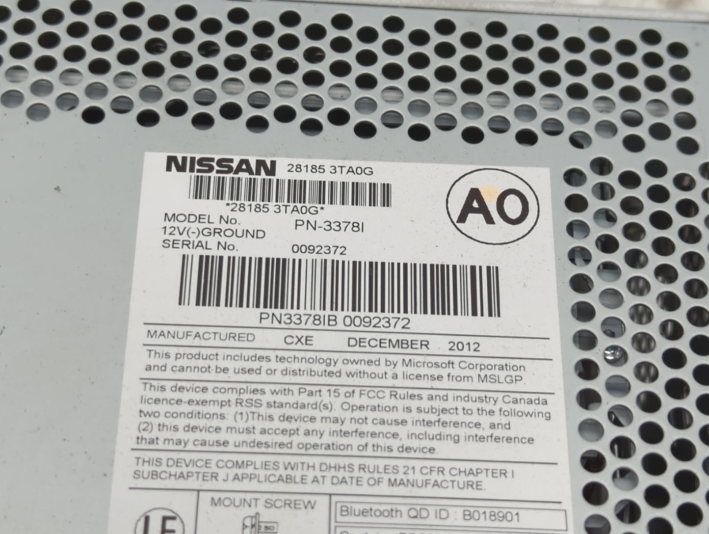 2013-2015 Nissan Altima Am Fm Cd Player Radio Receiver - Oemusedautoparts1.com