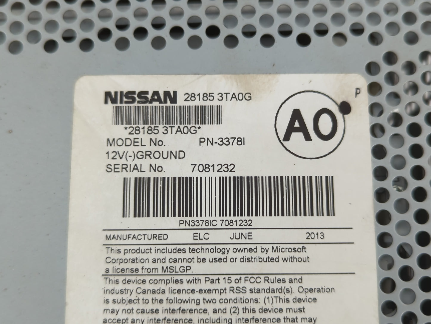 2013-2015 Nissan Altima Am Fm Cd Player Radio Receiver - Oemusedautoparts1.com