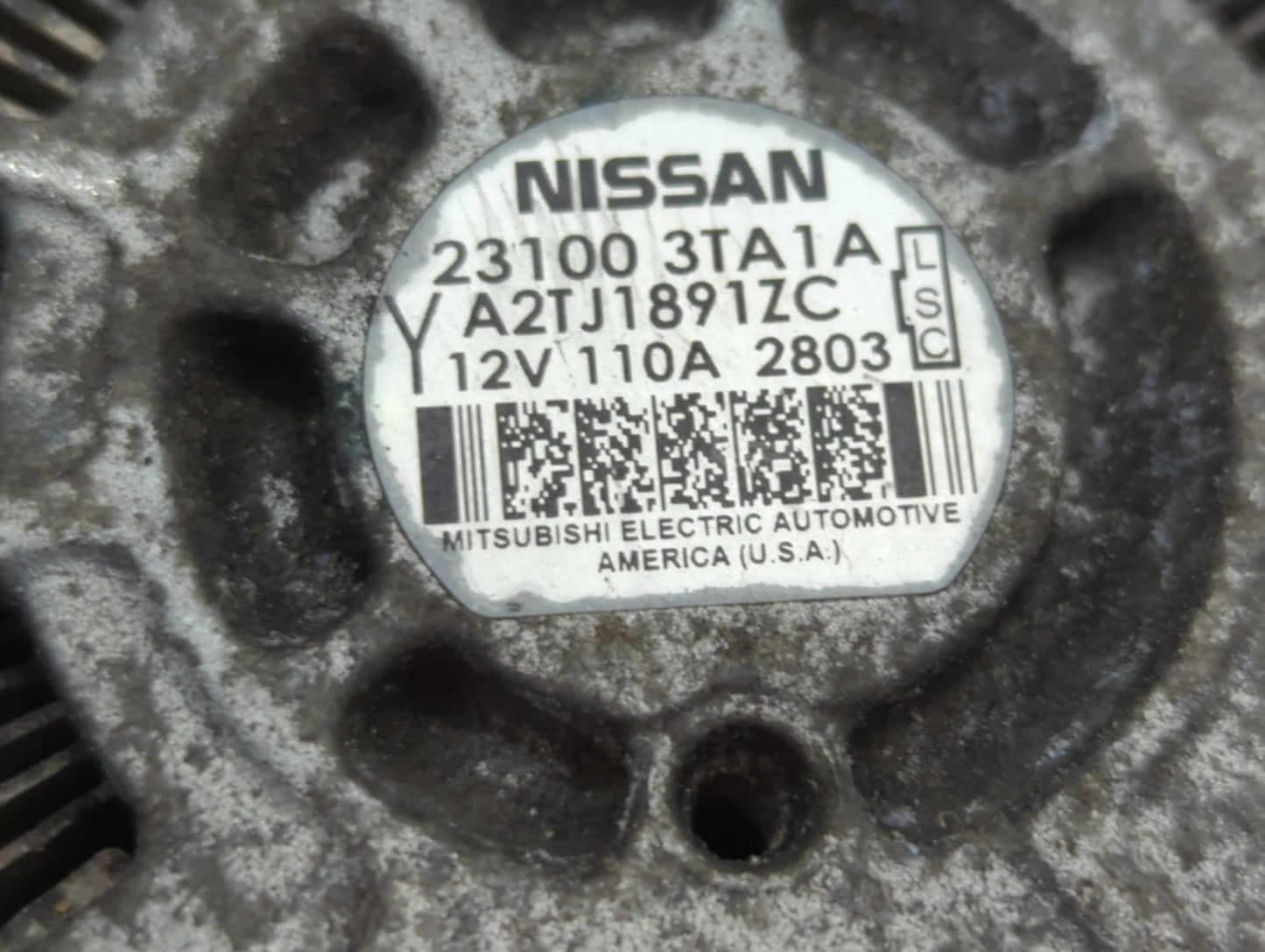 2013-2017 Nissan Altima Alternator Replacement Generator Charging Assembly Engine OEM P/N:23100 3TA1A Fits OEM Used Auto Par
