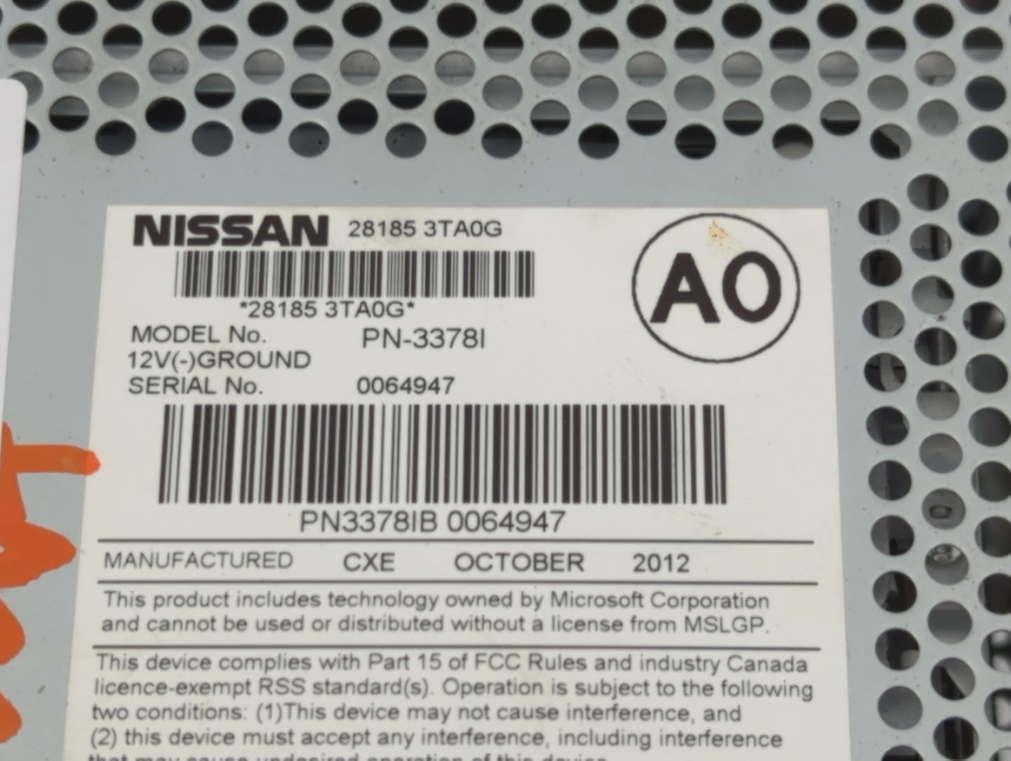 2013-2013 Nissan Altima Am Fm Cd Player Radio Receiver - Oemusedautoparts1.com