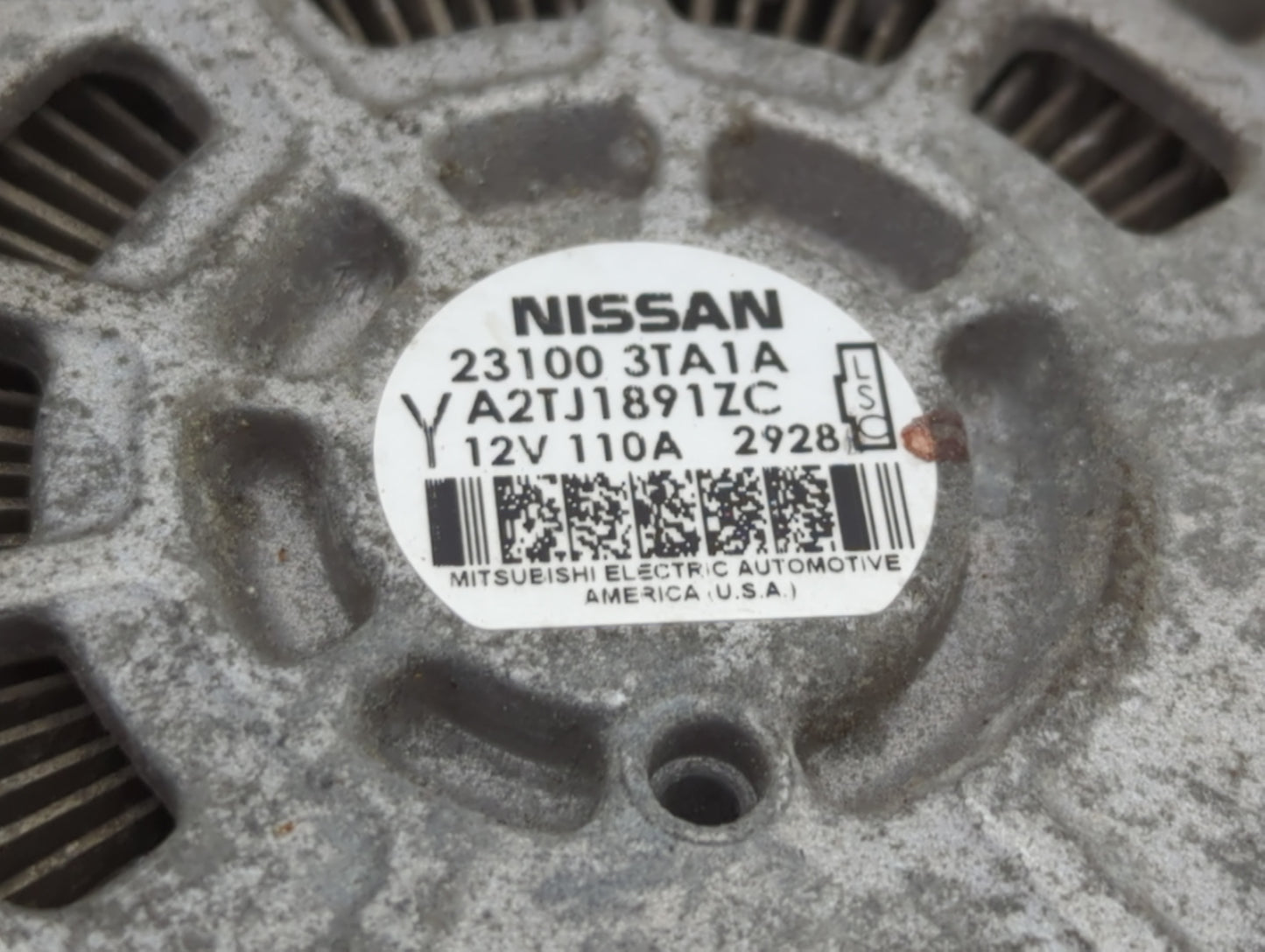2013-2017 Nissan Altima Alternator Replacement Generator Charging Assembly Engine OEM P/N:A2TJ1891ZC 23100 3TA1A Fits OEM Us