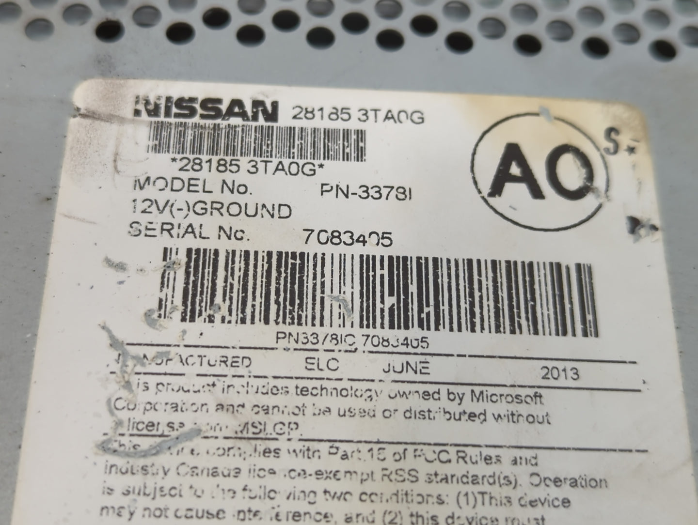 2013-2015 Nissan Altima Am Fm Cd Player Radio Receiver - Oemusedautoparts1.com
