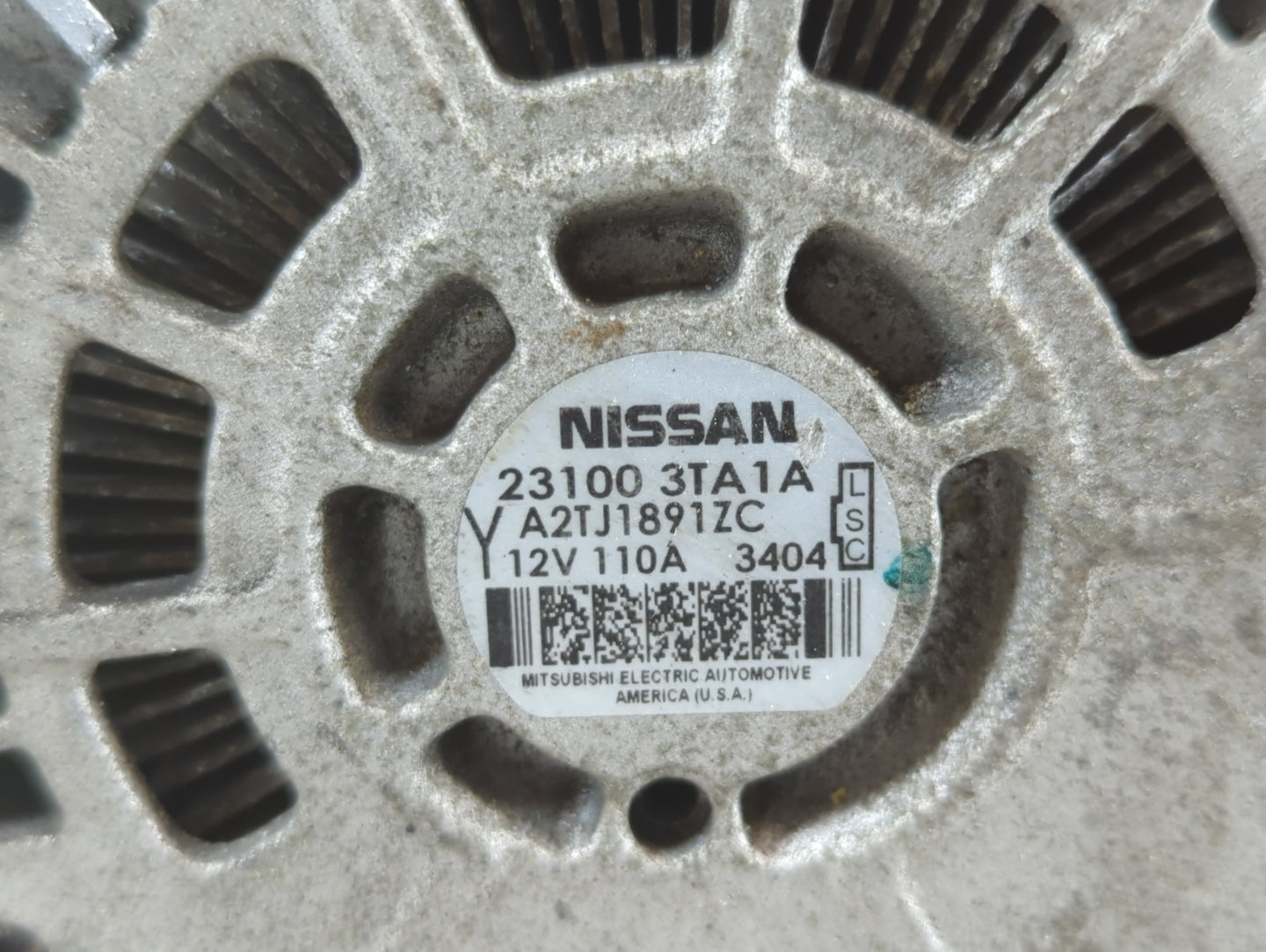 2013-2017 Nissan Altima Alternator Replacement Generator Charging Assembly Engine OEM P/N:23100 3TA1A Fits OEM Used Auto Par