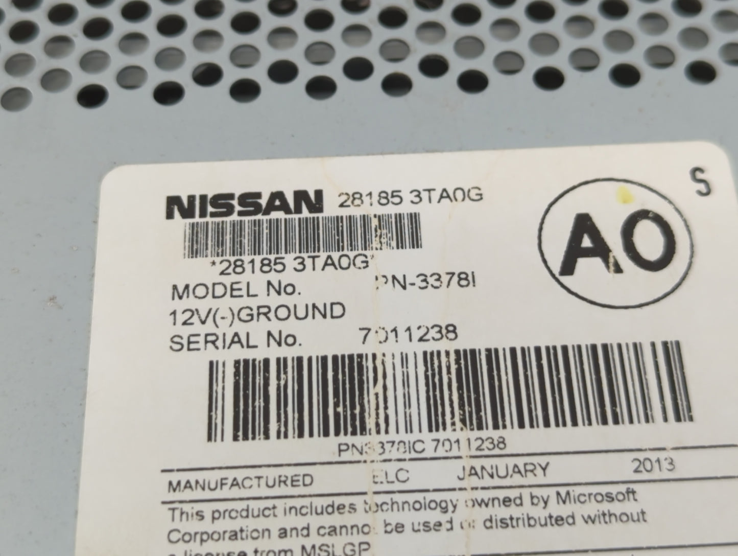2013-2015 Nissan Altima Radio AM FM Cd Player Receiver Replacement P/N:28185 3TA0G Fits Fits 2013 2014 2015 OEM Used Auto Pa