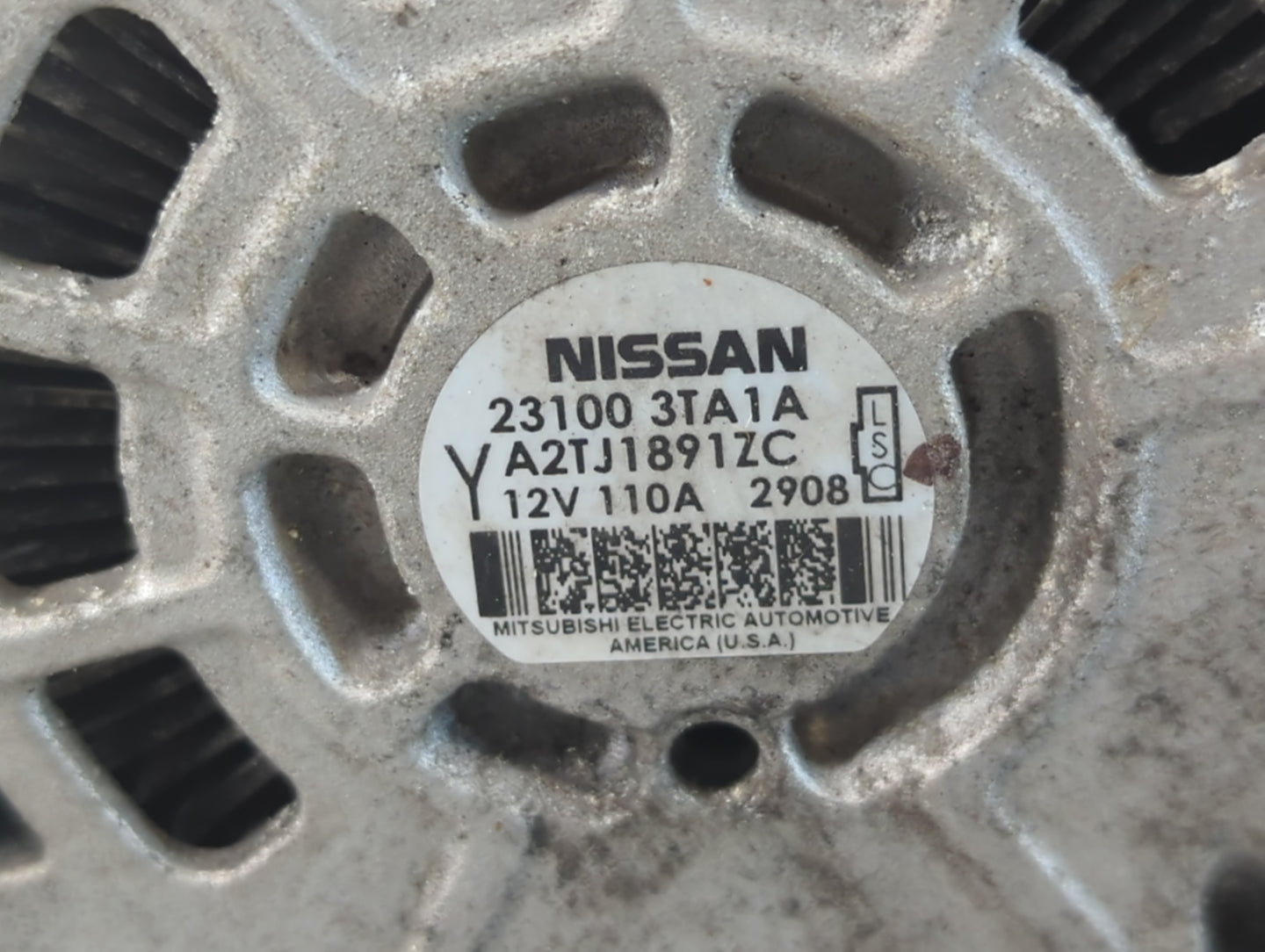 2013-2017 Nissan Altima Alternator Replacement Generator Charging Assembly Engine OEM P/N:23100 3TA1A Fits OEM Used Auto Par