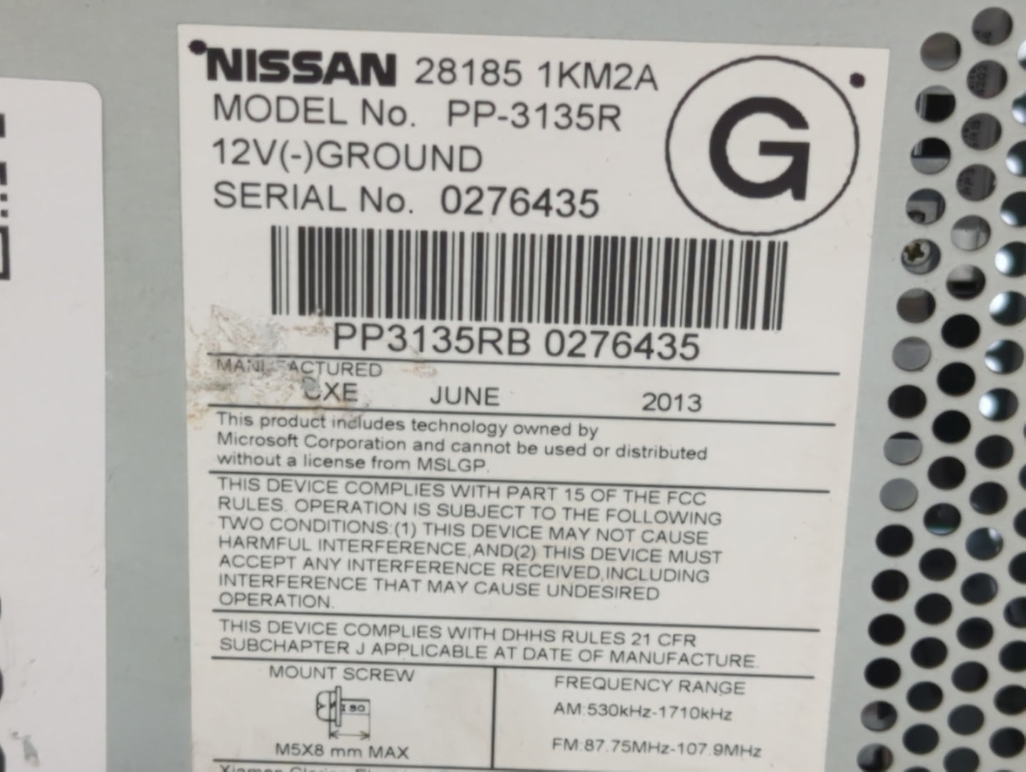 2011-2014 Nissan Juke Radio AM FM Cd Player Receiver Replacement P/N:28185 1KM2A Fits Fits 2011 2012 2013 2014 OEM Used Auto