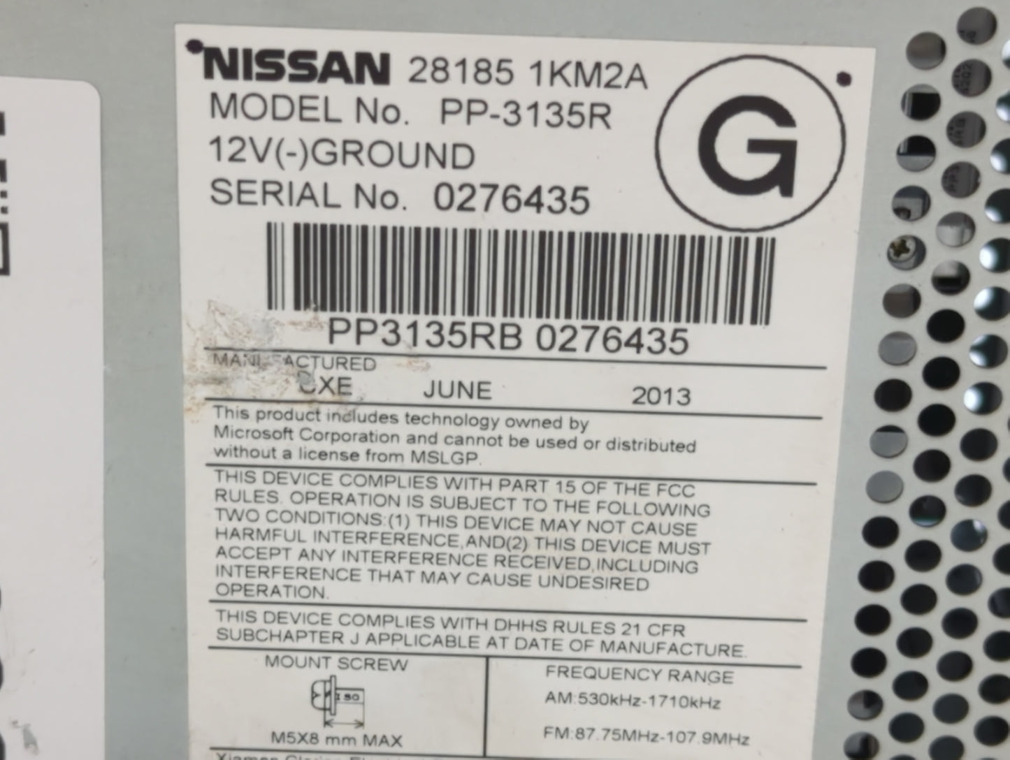 2011-2014 Nissan Juke Radio AM FM Cd Player Receiver Replacement P/N:28185 1KM2A Fits Fits 2011 2012 2013 2014 OEM Used Auto