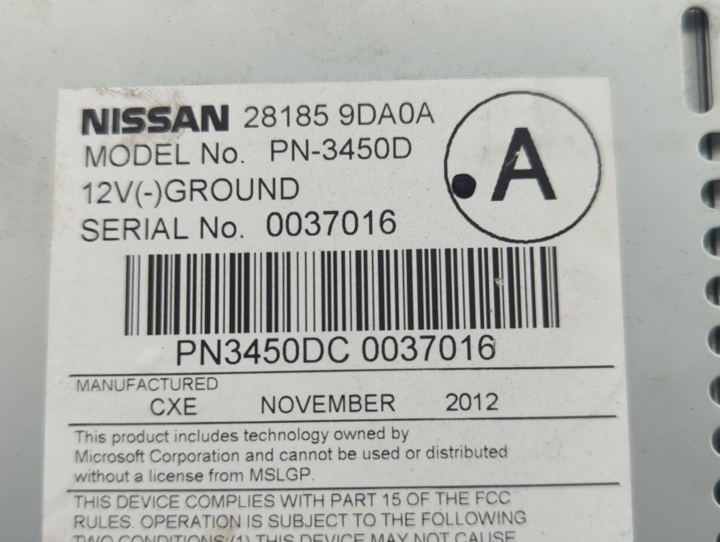 2012-2014 Nissan Maxima Radio AM FM Cd Player Receiver Replacement P/N:28185 9DA0A Fits Fits 2012 2013 2014 OEM Used Auto Pa