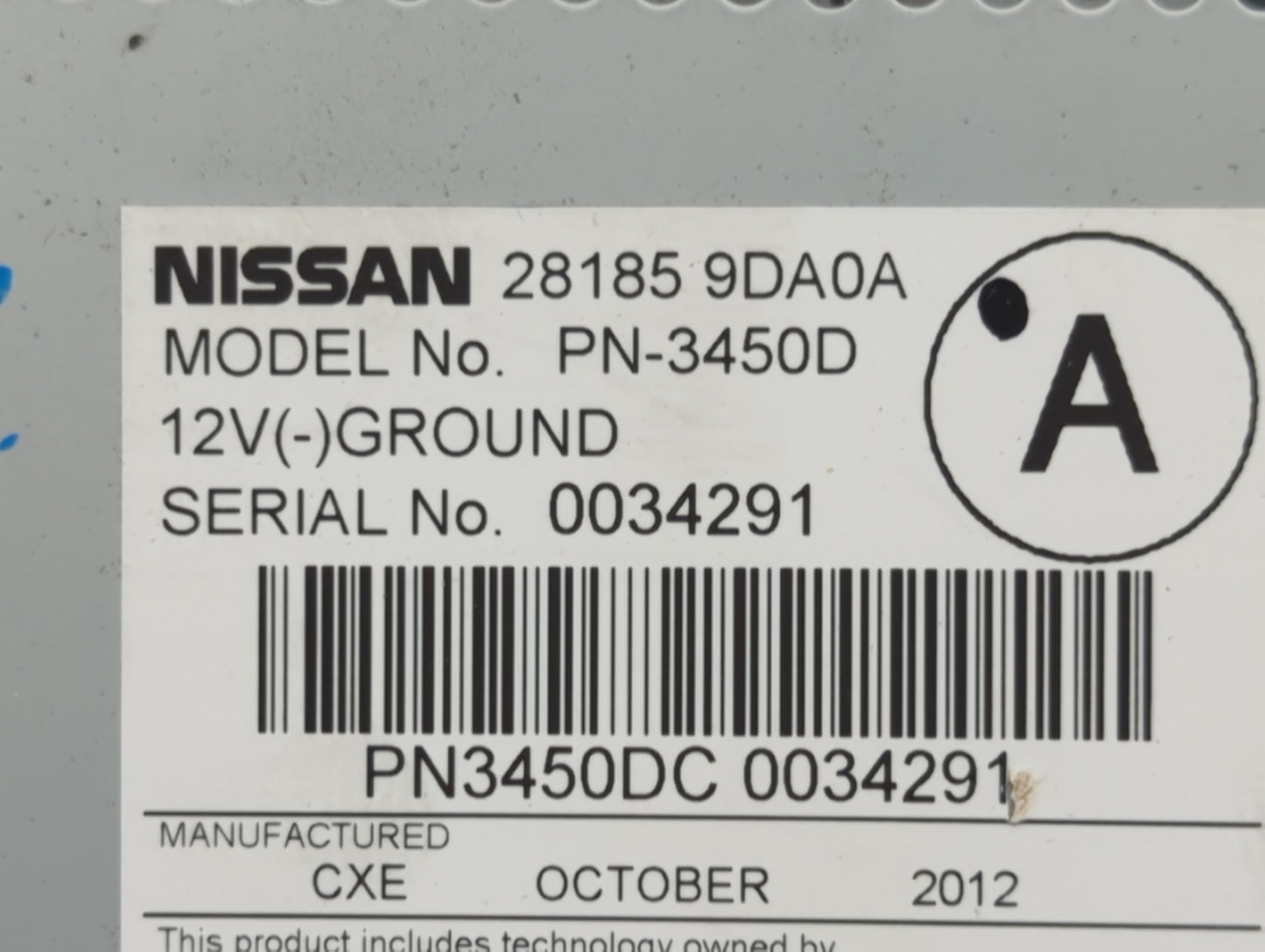 2013 Nissan Maxima Radio AM FM Cd Player Receiver Replacement P/N:28185 9DA0A Fits Fits 2012 OEM Used Auto Parts - Oemusedau