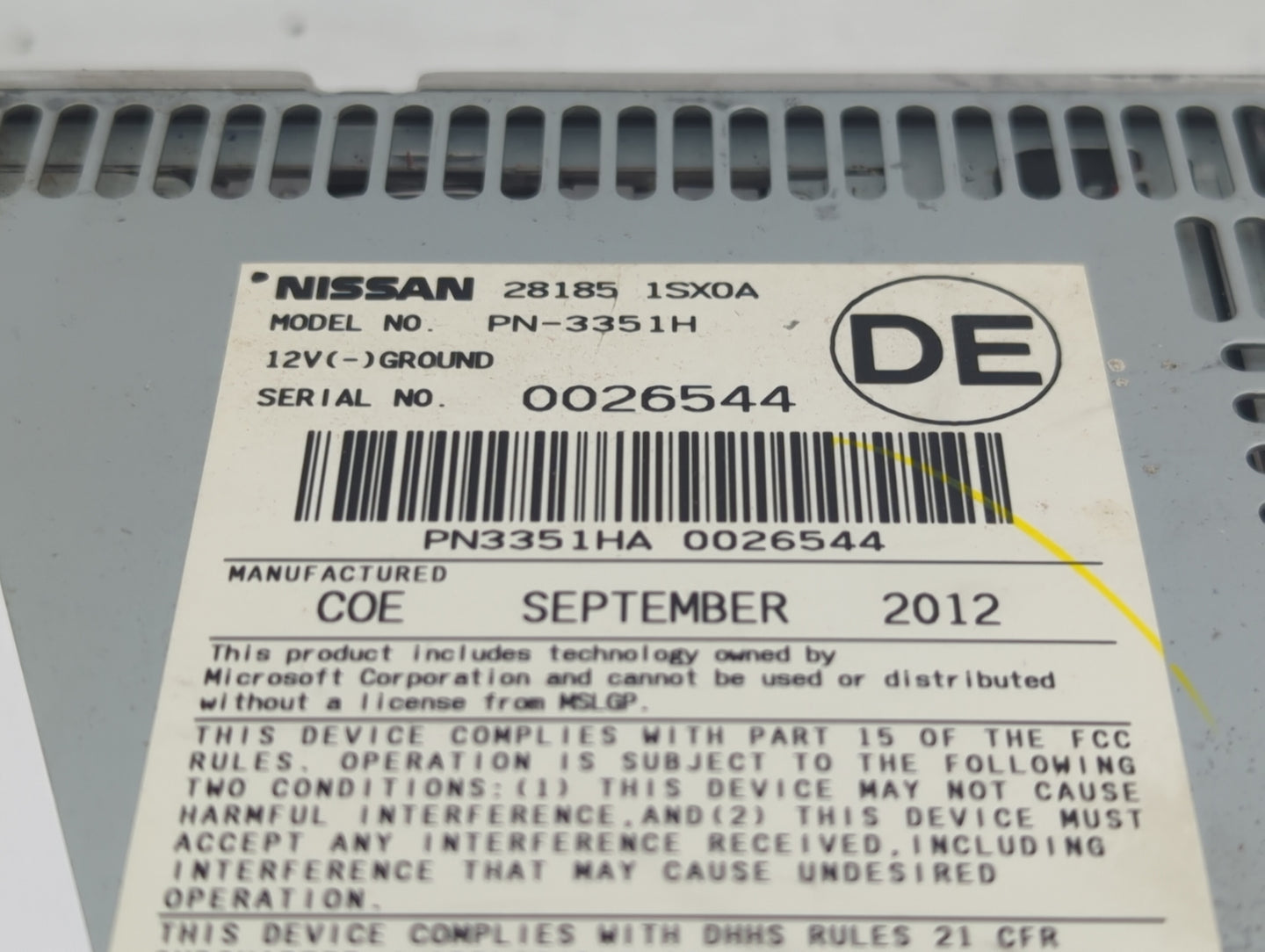 2011-2014 Nissan Murano Radio AM FM Cd Player Receiver Replacement P/N:28185 1SX0A Fits Fits 2011 2012 2013 2014 OEM Used Au