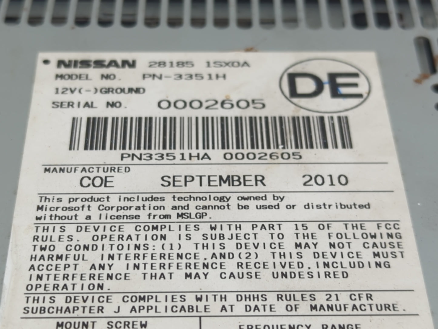 2012-2014 Nissan Murano Radio AM FM Cd Player Receiver Replacement P/N:28185 1SX0A Fits Fits 2012 2013 2014 OEM Used Auto Pa