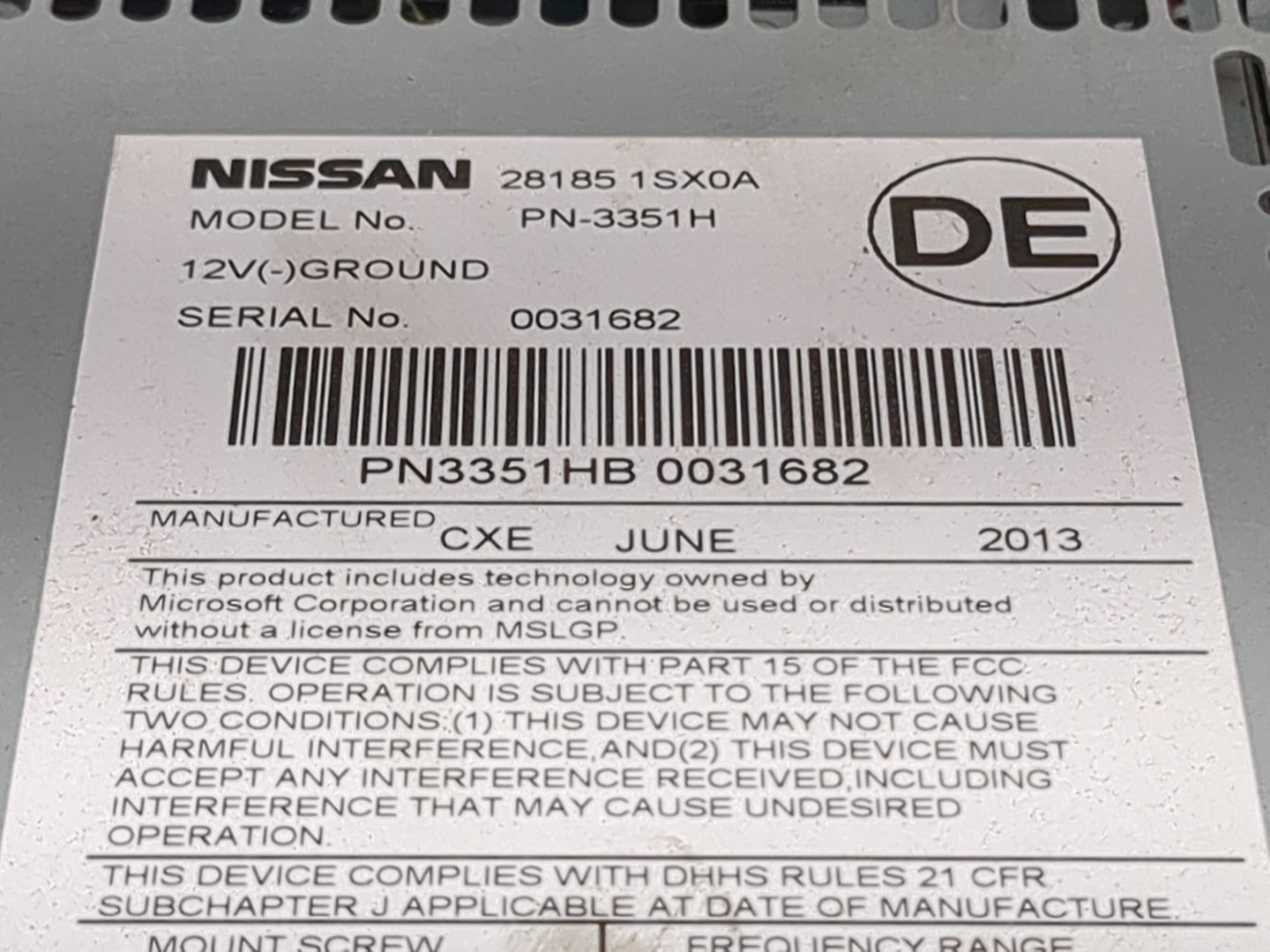 2011-2014 Nissan Murano Radio AM FM Cd Player Receiver Replacement P/N:28185 1SX0A PN-3351H Fits Fits 2011 2012 2013 2014 OE