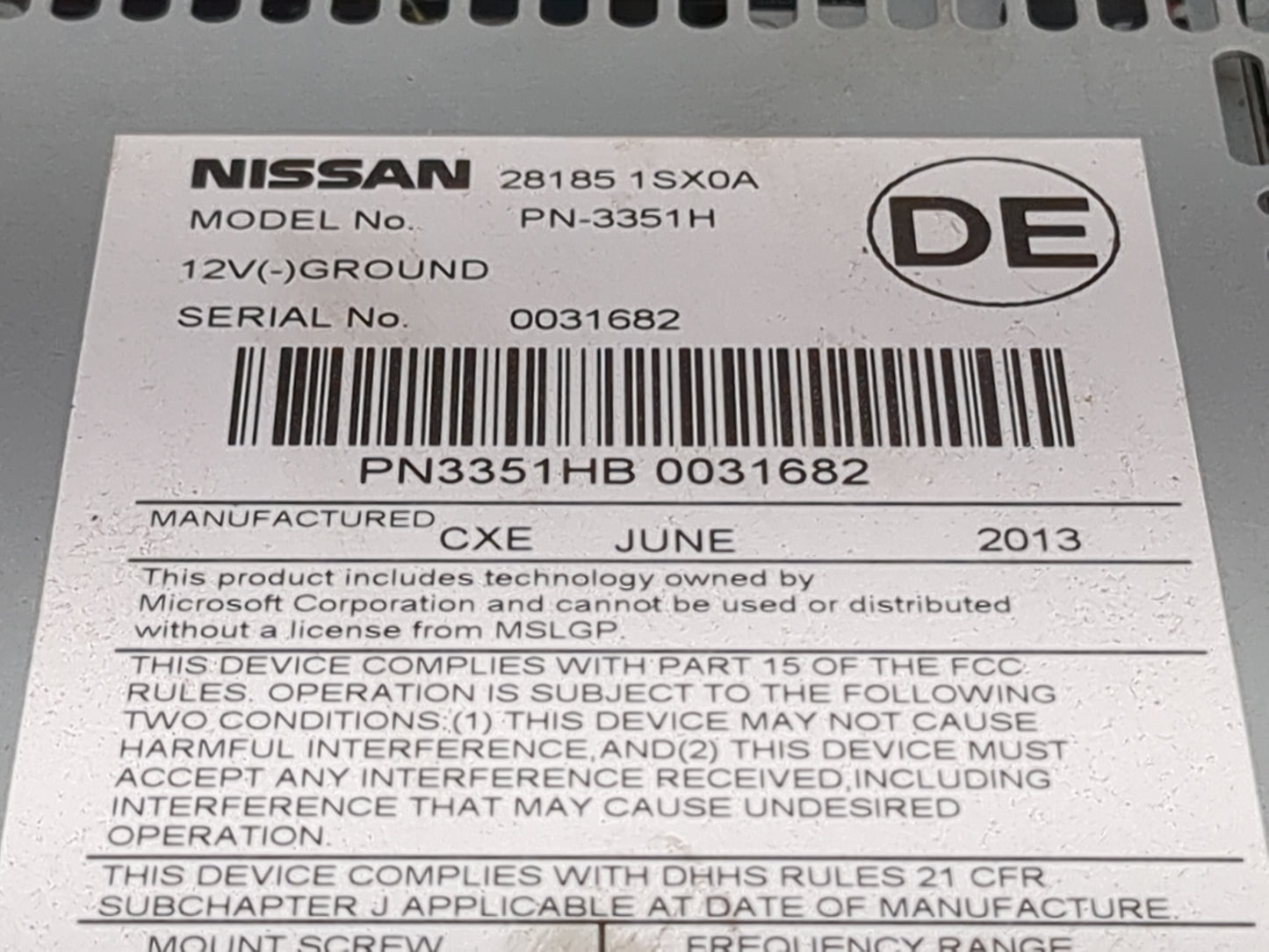 2011-2014 Nissan Murano Radio AM FM Cd Player Receiver Replacement P/N:28185 1SX0A PN-3351H Fits Fits 2011 2012 2013 2014 OE