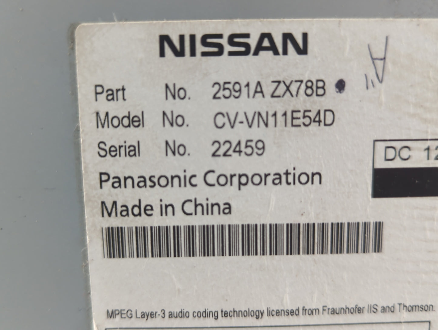 2012-2014 Nissan Murano Radio AM FM Cd Player Receiver Replacement P/N:28185 1SX0A 25915 3LZ1A Fits Fits 2012 2013 2014 OEM 