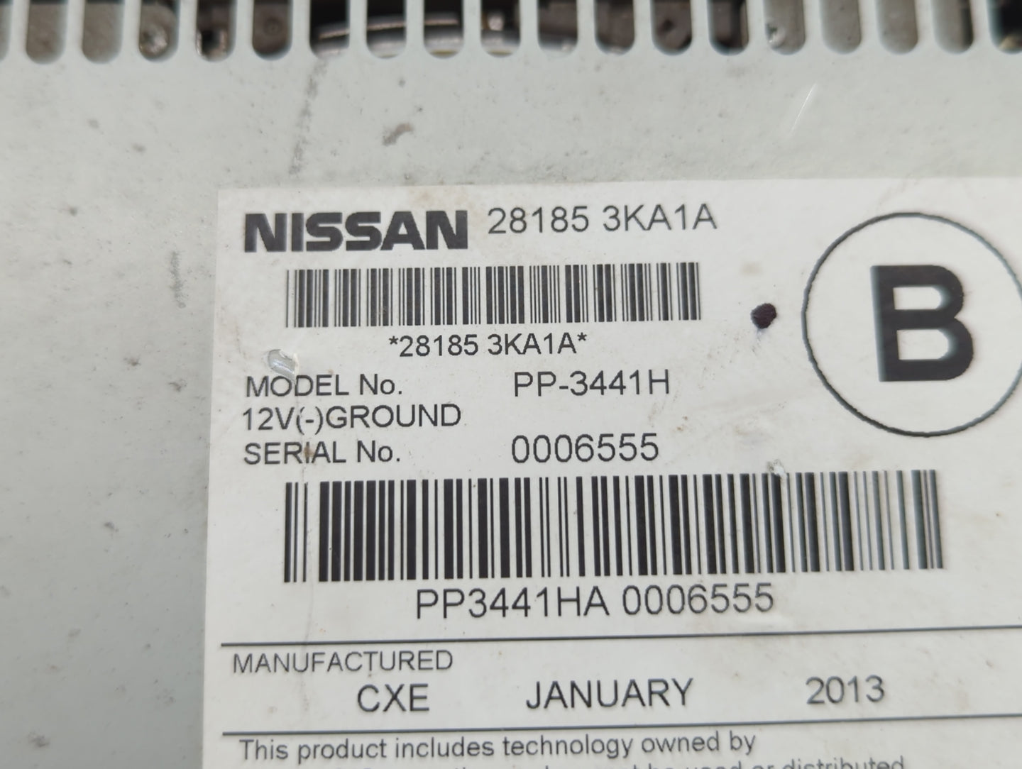 2012-2014 Nissan Murano Radio AM FM Cd Player Receiver Replacement P/N:28185 3KA1A Fits Fits 2012 2013 2014 OEM Used Auto Pa