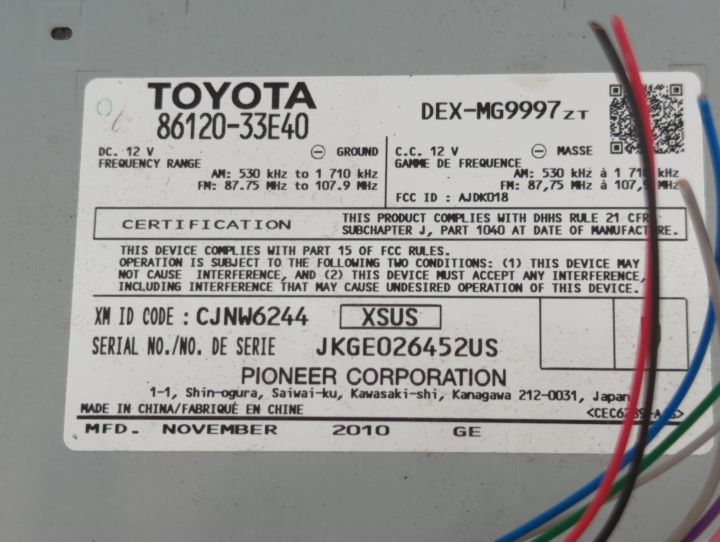2013-2014 Nissan Pathfinder Radio AM FM Cd Player Receiver Replacement P/N:86120-33E40 Fits Fits 2013 2014 2015 OEM Used Aut