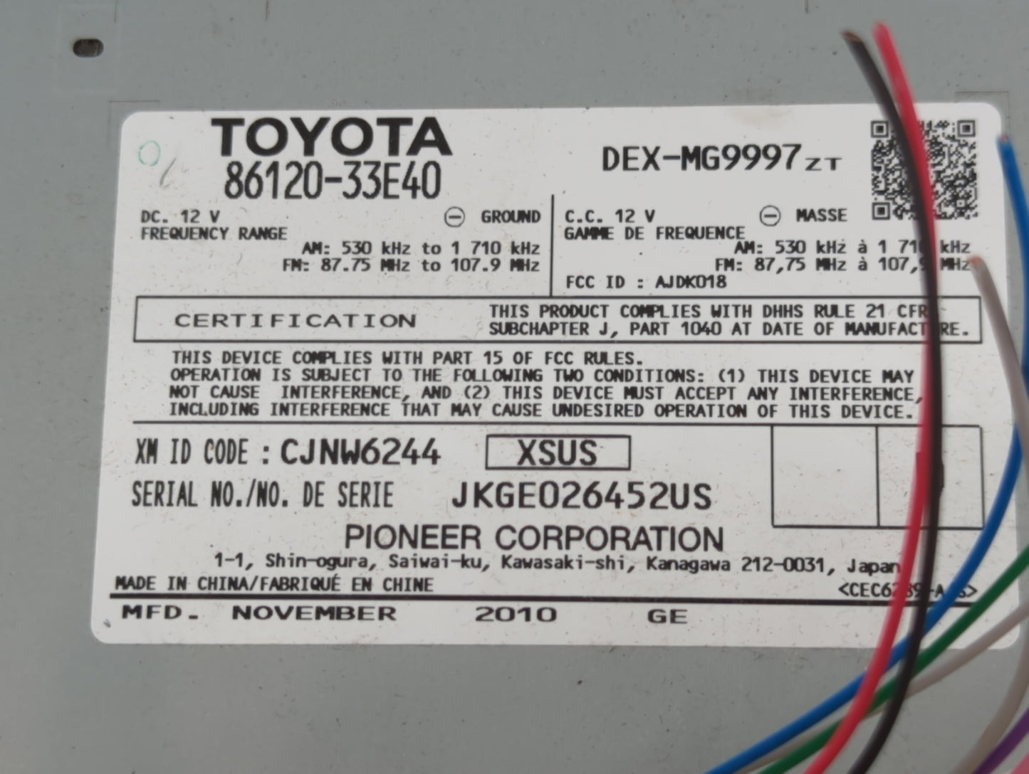 2013-2014 Nissan Pathfinder Radio AM FM Cd Player Receiver Replacement P/N:86120-33E40 Fits Fits 2013 2014 2015 OEM Used Aut
