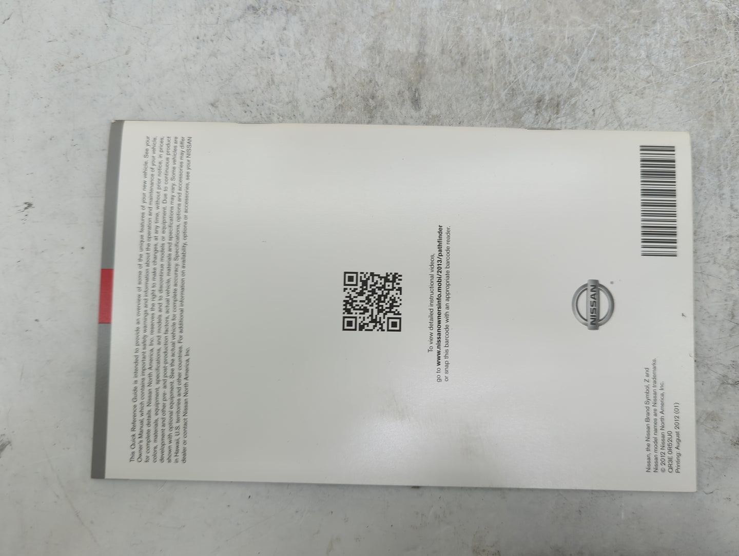 2013 Nissan Pathfinder Owners Manual Book Guide P/N:OM3E0R52U0 OEM Used Auto Parts - Oemusedautoparts1.com
