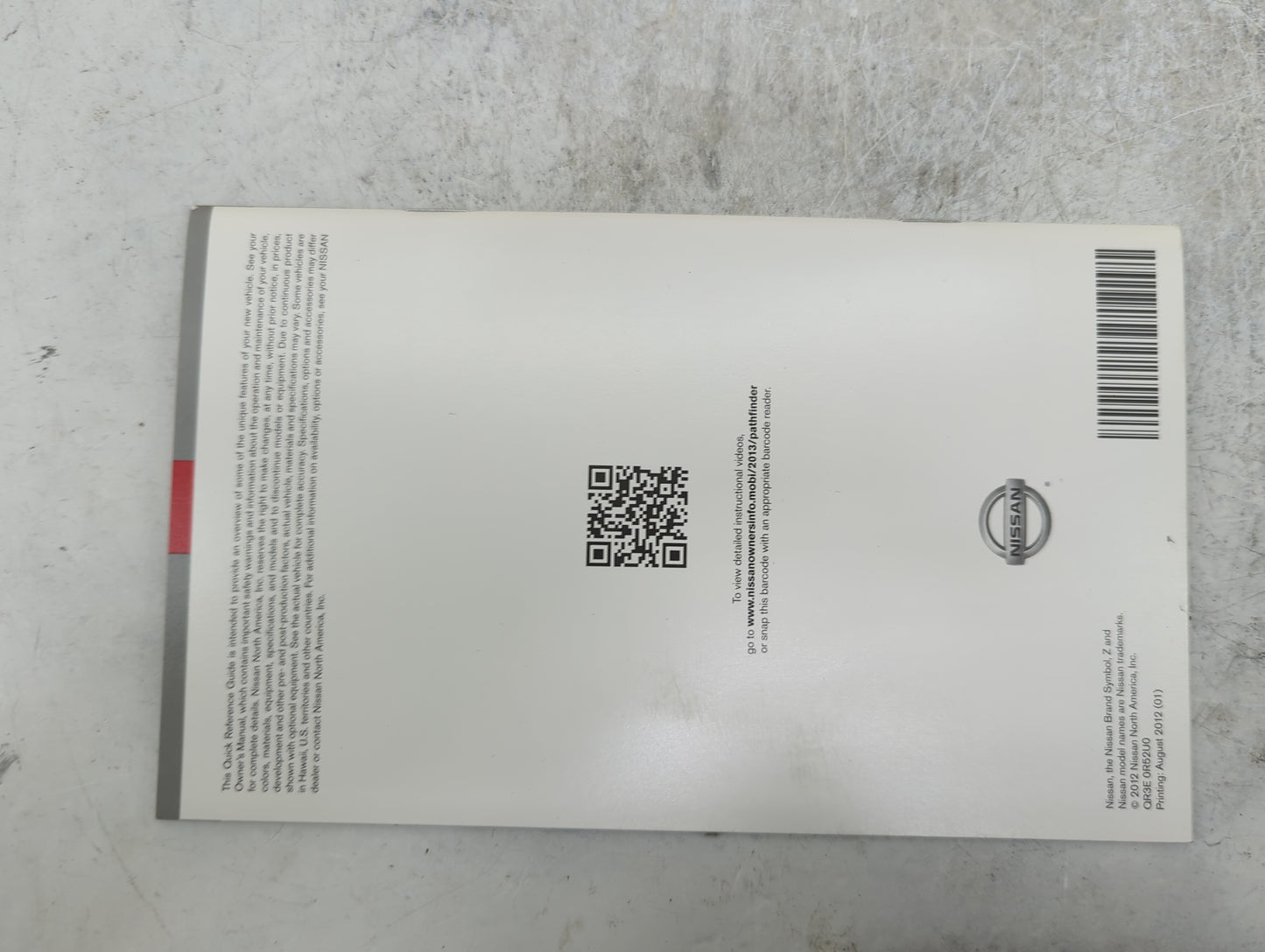 2013 Nissan Pathfinder Owners Manual Book Guide P/N:OM3E0R52U0 OEM Used Auto Parts - Oemusedautoparts1.com