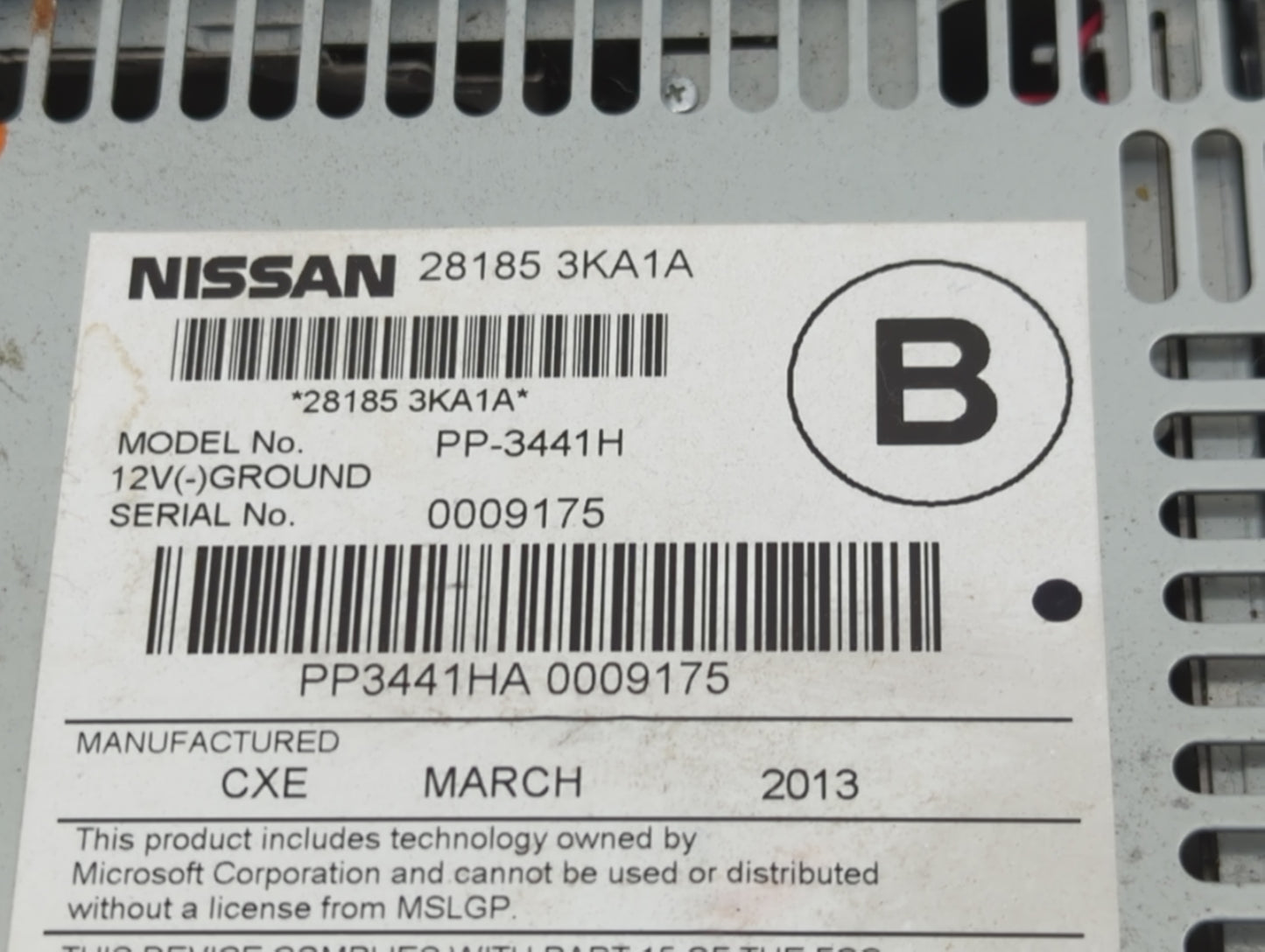 2013-2016 Nissan Pathfinder Radio AM FM Cd Player Receiver Replacement P/N:28185 3KA1A PP-3441H Fits Fits 2013 2014 2015 201