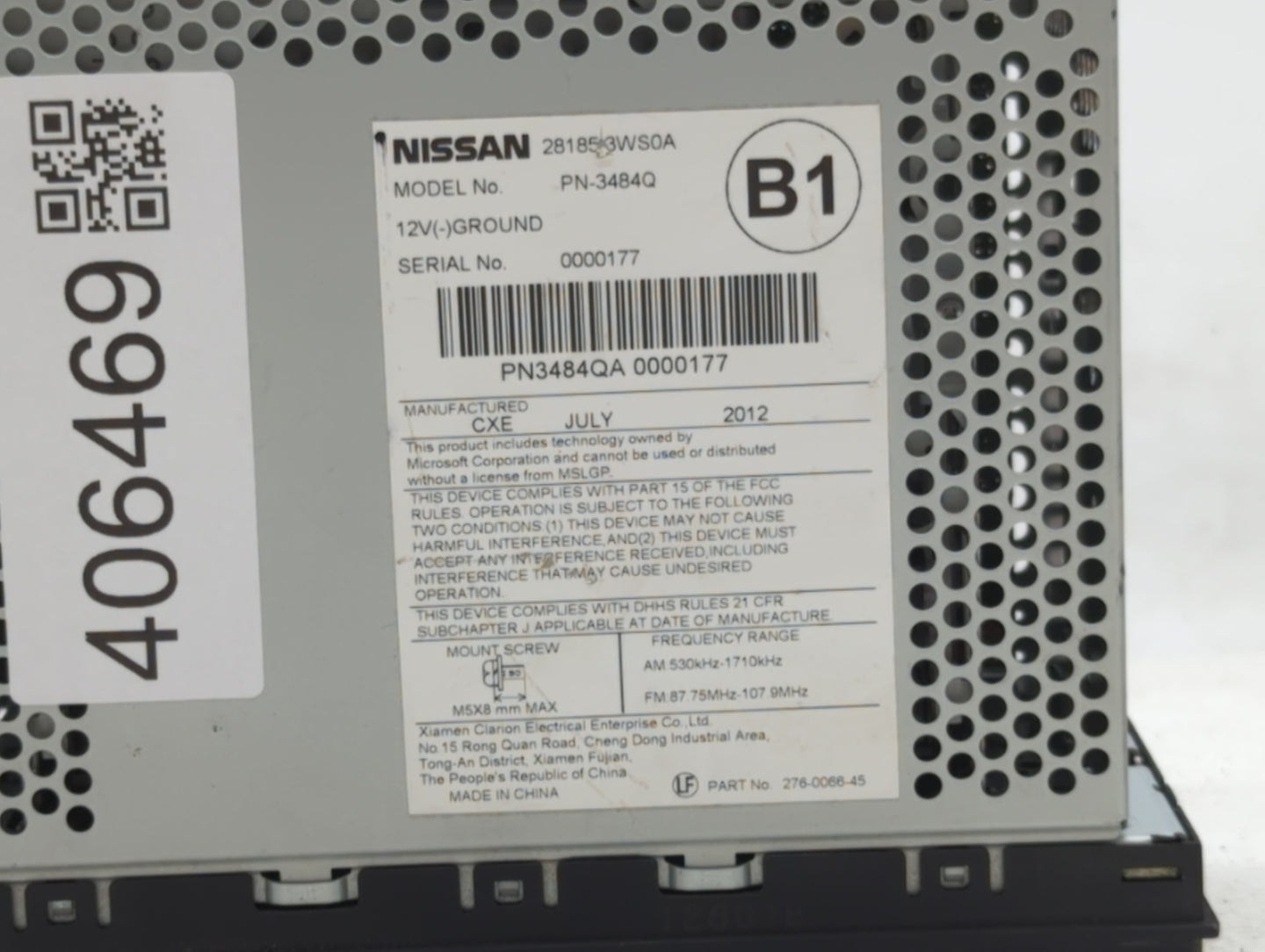 2013-2017 Nissan Quest Am Fm Cd Player Radio Receiver - Oemusedautoparts1.com