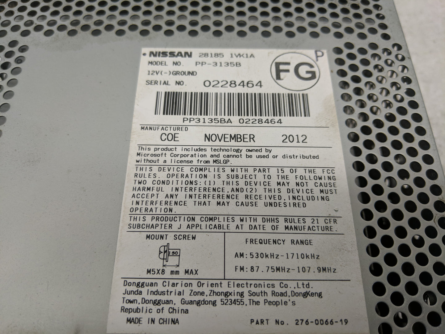 2011-2015 Nissan Rogue Radio AM FM Cd Player Receiver Replacement P/N:28185 1VK1A Fits Fits 2011 2012 2013 2014 2015 OEM Use