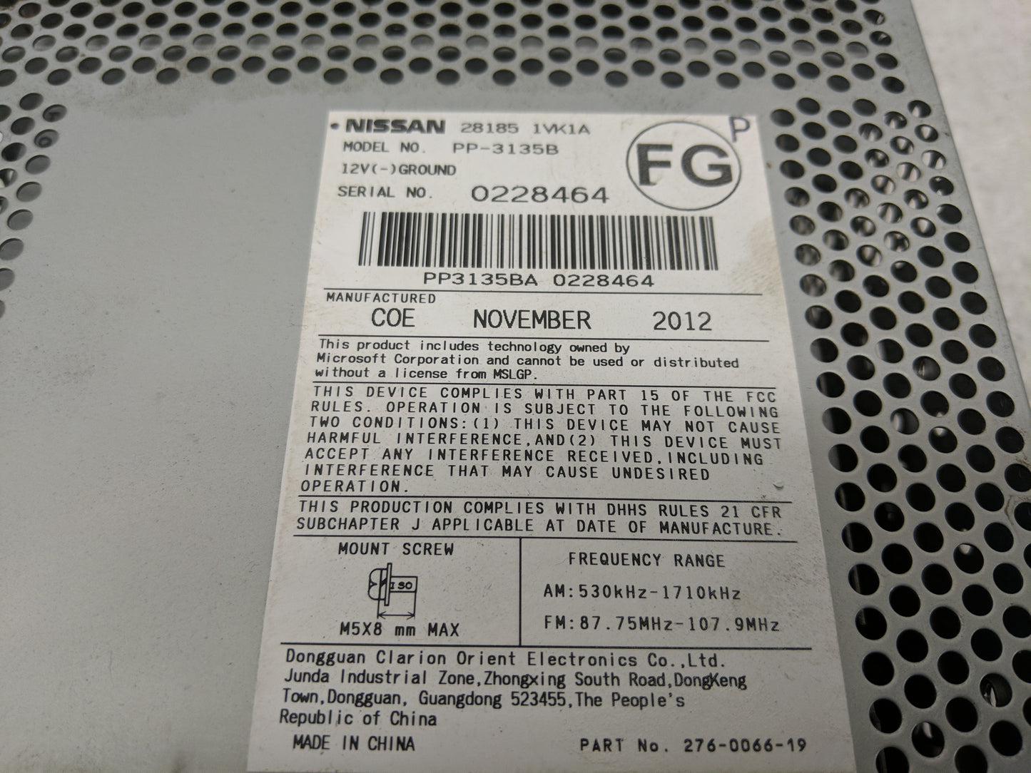 2011-2015 Nissan Rogue Radio AM FM Cd Player Receiver Replacement P/N:28185 1VK1A Fits Fits 2011 2012 2013 2014 2015 OEM Use