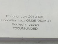 2013 Nissan Rogue Owners Manual Book Guide P/N:OM3E-0S35U1 T00UM-JM05D OEM Used Auto Parts - Oemusedautoparts1.com