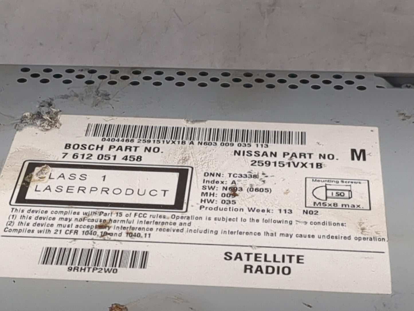 2012-2015 Nissan Rogue Radio AM FM Cd Player Receiver Replacement P/N:259151VX1B 7612051458 Fits Fits 2012 2013 2014 2015 OE
