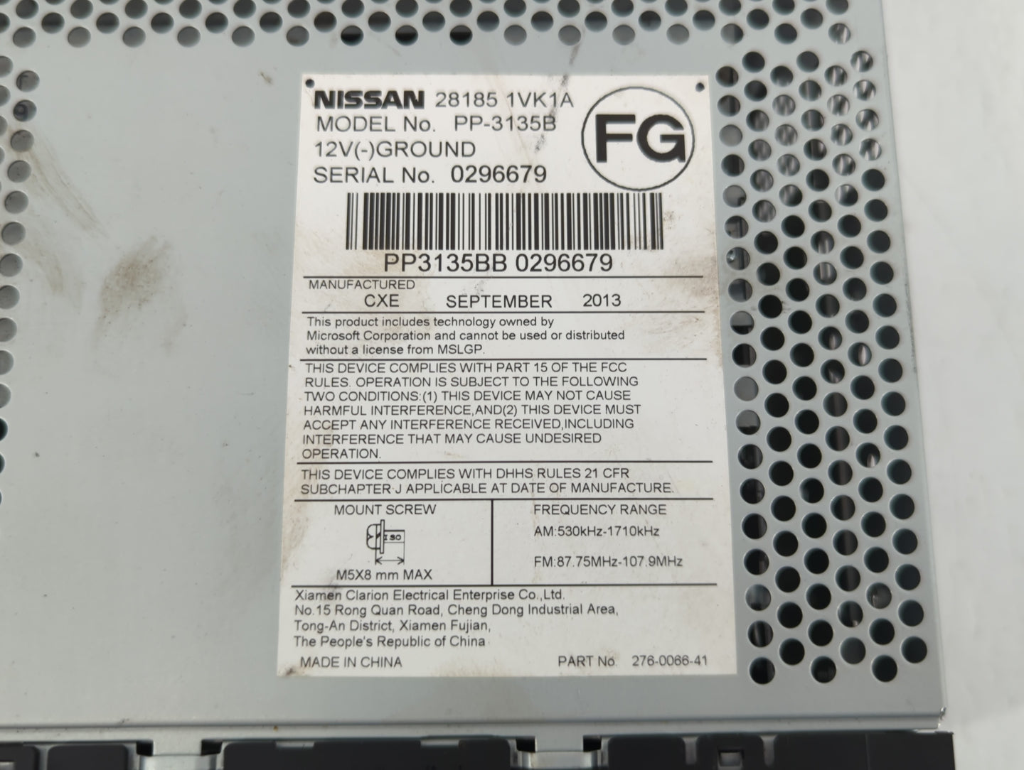 2011-2015 Nissan Rogue Radio AM FM Cd Player Receiver Replacement P/N:PP3135BB 0296679 28185 1VK1A Fits OEM Used Auto Parts 