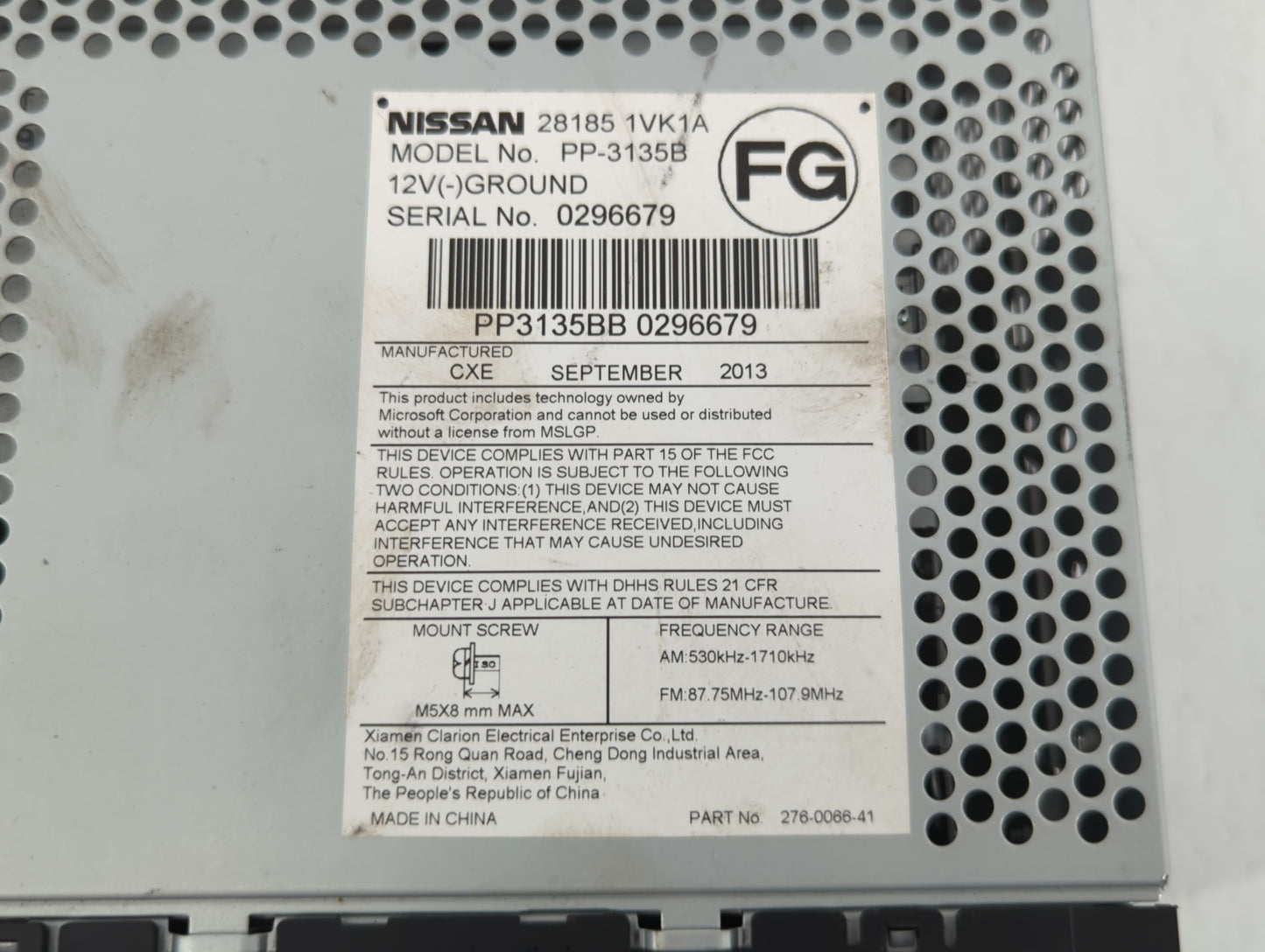2011-2015 Nissan Rogue Radio AM FM Cd Player Receiver Replacement P/N:PP3135BB 0296679 28185 1VK1A Fits OEM Used Auto Parts 