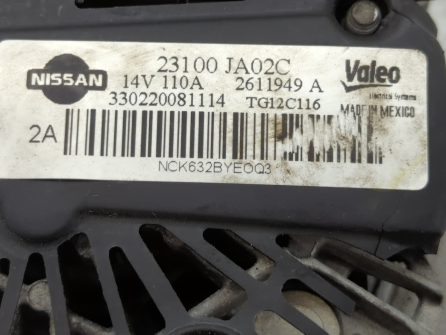 2011-2015 Nissan Rogue Alternator Replacement Generator Charging Assembly Engine OEM P/N:2611949 A 23100 JA02C Fits OEM Used