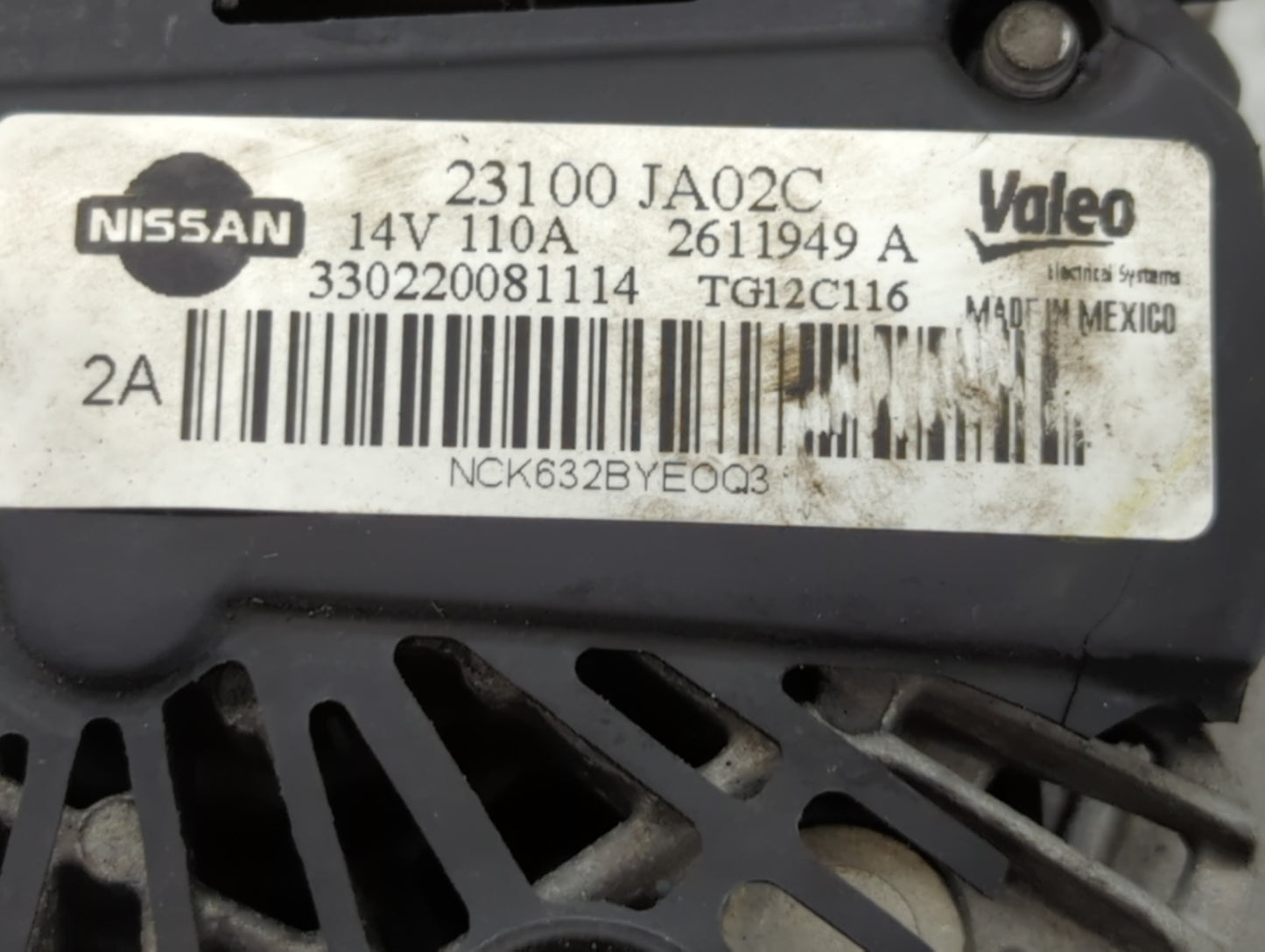 2011-2015 Nissan Rogue Alternator Replacement Generator Charging Assembly Engine OEM P/N:2611949 A 23100 JA02C Fits OEM Used