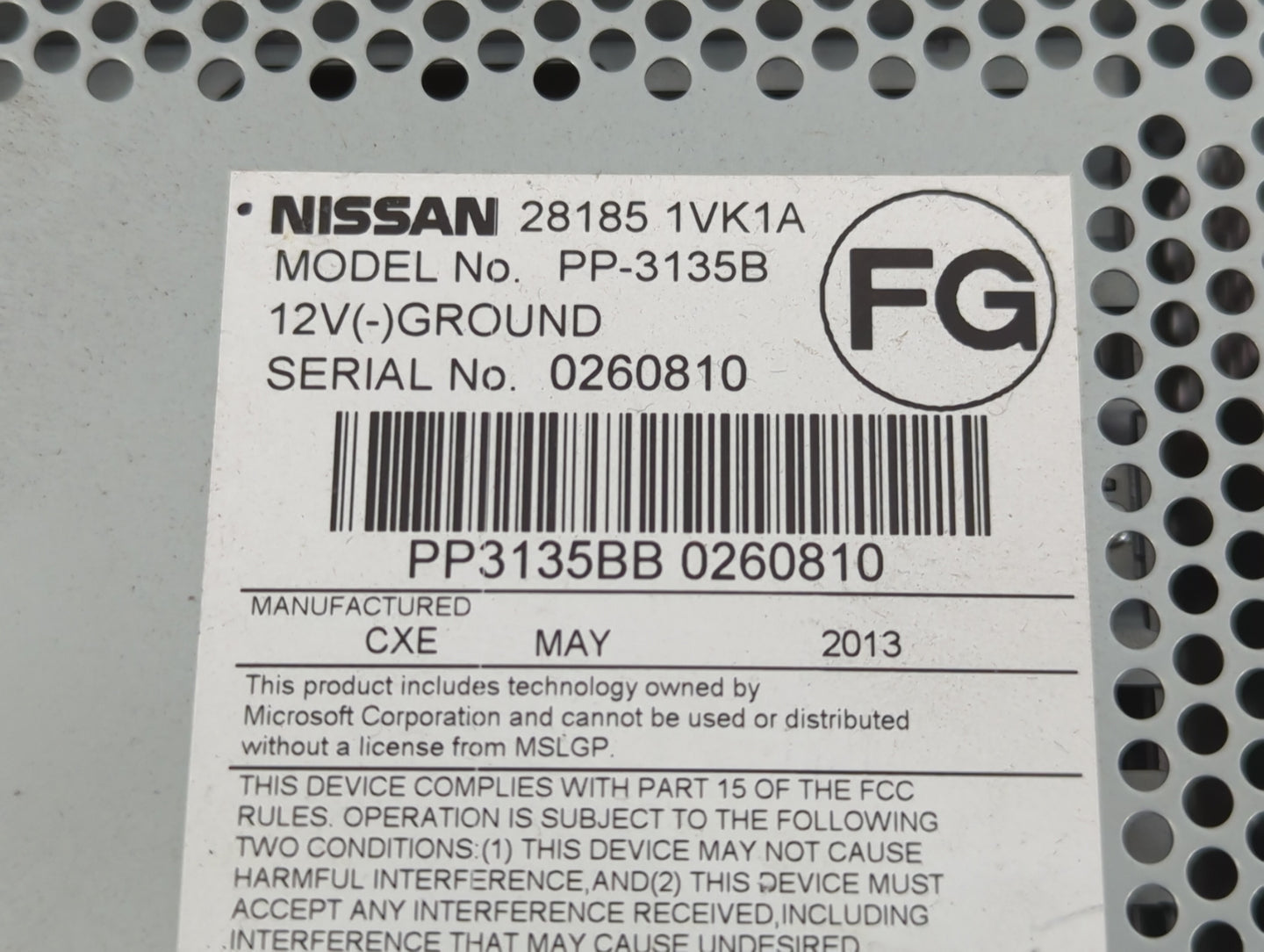 2013-2015 Nissan Rogue Radio AM FM Cd Player Receiver Replacement P/N:25915 1VY1B 7 612 651 456 Fits Fits 2013 2014 2015 OEM