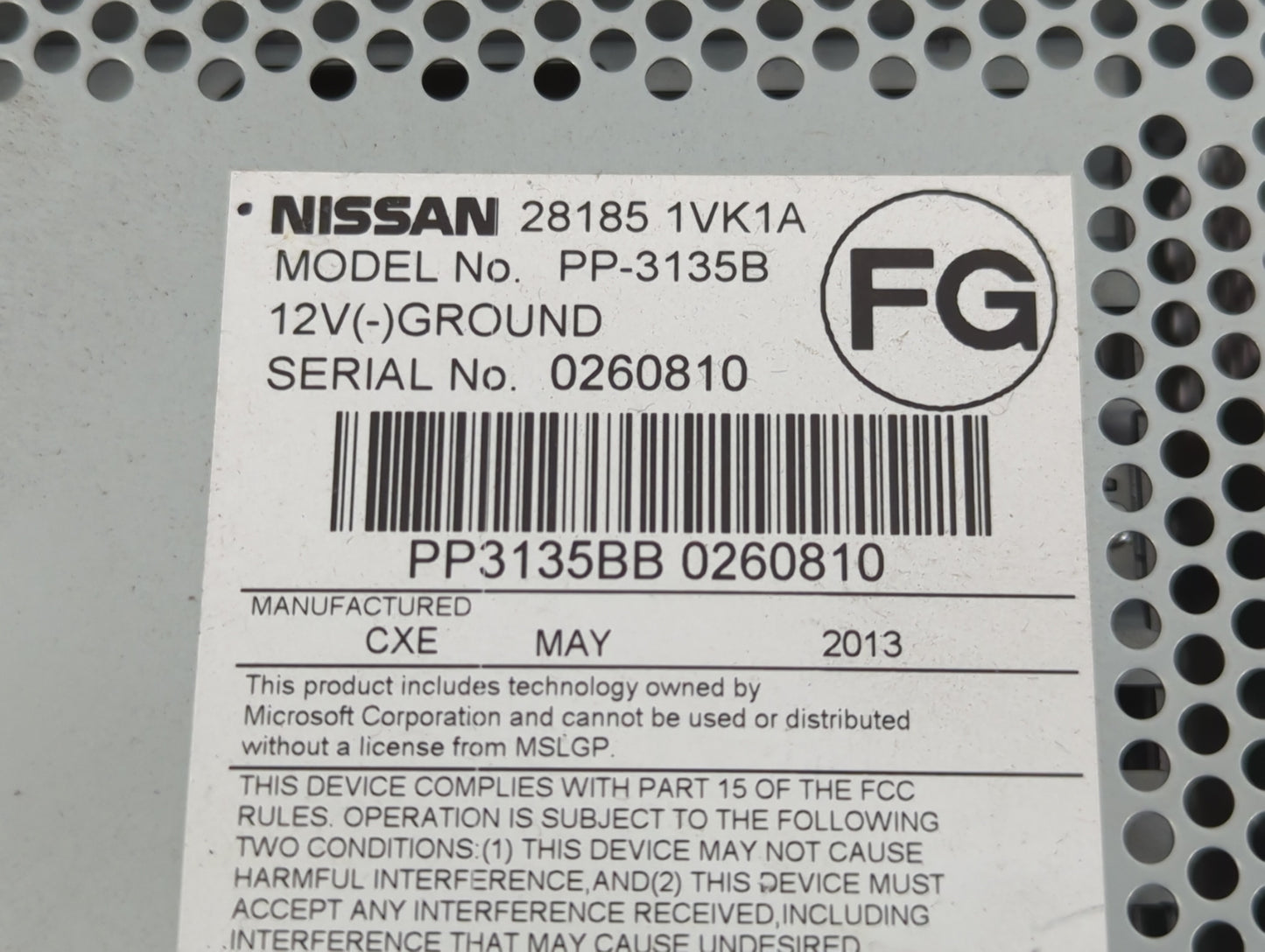 2013-2015 Nissan Rogue Radio AM FM Cd Player Receiver Replacement P/N:25915 1VY1B 7 612 651 456 Fits Fits 2013 2014 2015 OEM