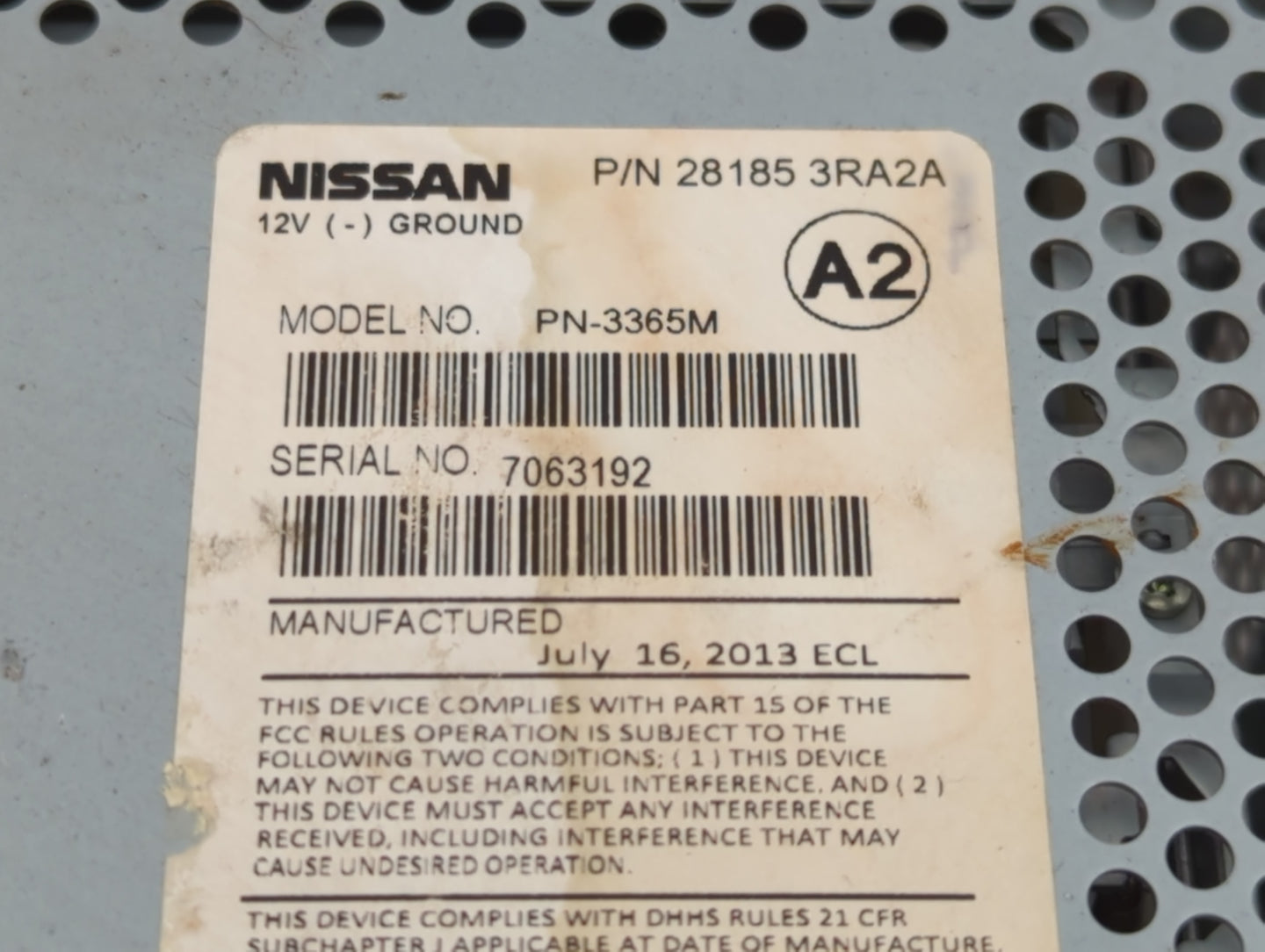 2013-2014 Nissan Sentra Radio AM FM Cd Player Receiver Replacement P/N:28185 3RA20 Fits Fits 2013 2014 OEM Used Auto Parts -