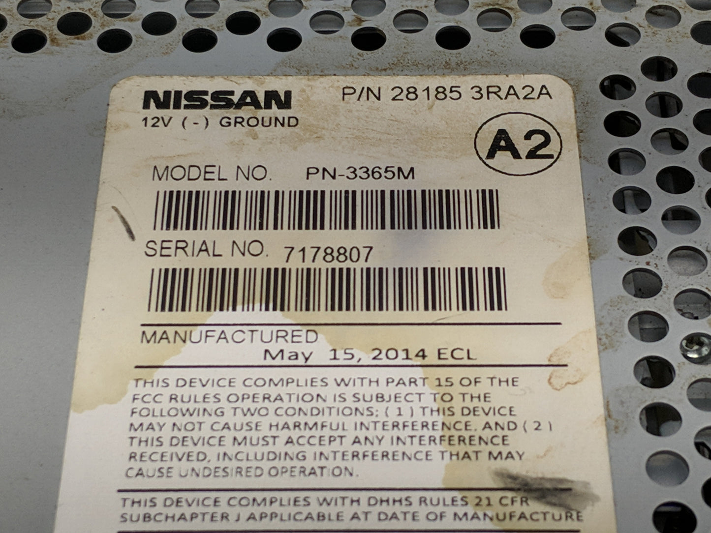 2013-2014 Nissan Sentra Radio AM FM Cd Player Receiver Replacement P/N:28185 3RA2A Fits Fits 2013 2014 OEM Used Auto Parts -