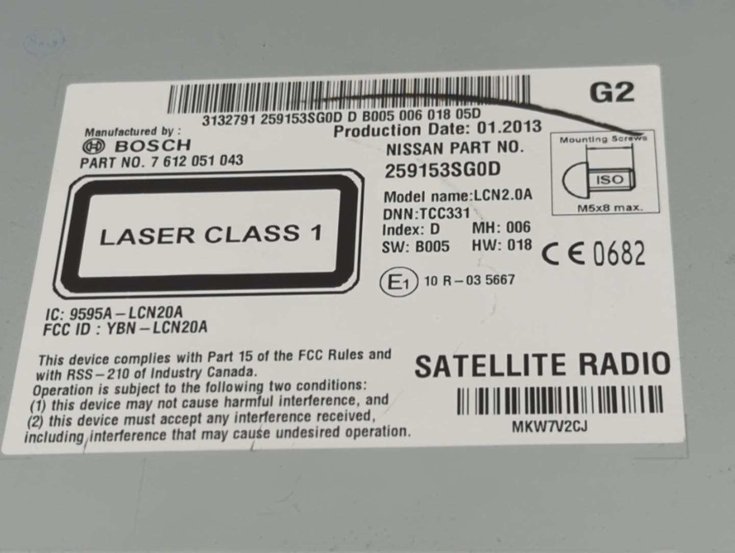 2013 Nissan Sentra Radio AM FM Cd Player Receiver Replacement P/N:259153SG0D 7612051043, 9595A-LCN20A, YBN-LCN20A Fits Fits 