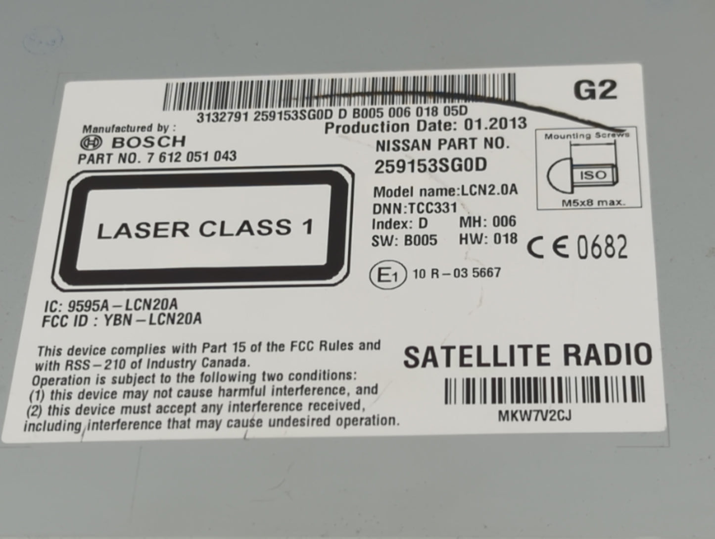 2013 Nissan Sentra Radio AM FM Cd Player Receiver Replacement P/N:259153SG0D 7612051043, 9595A-LCN20A, YBN-LCN20A Fits Fits 