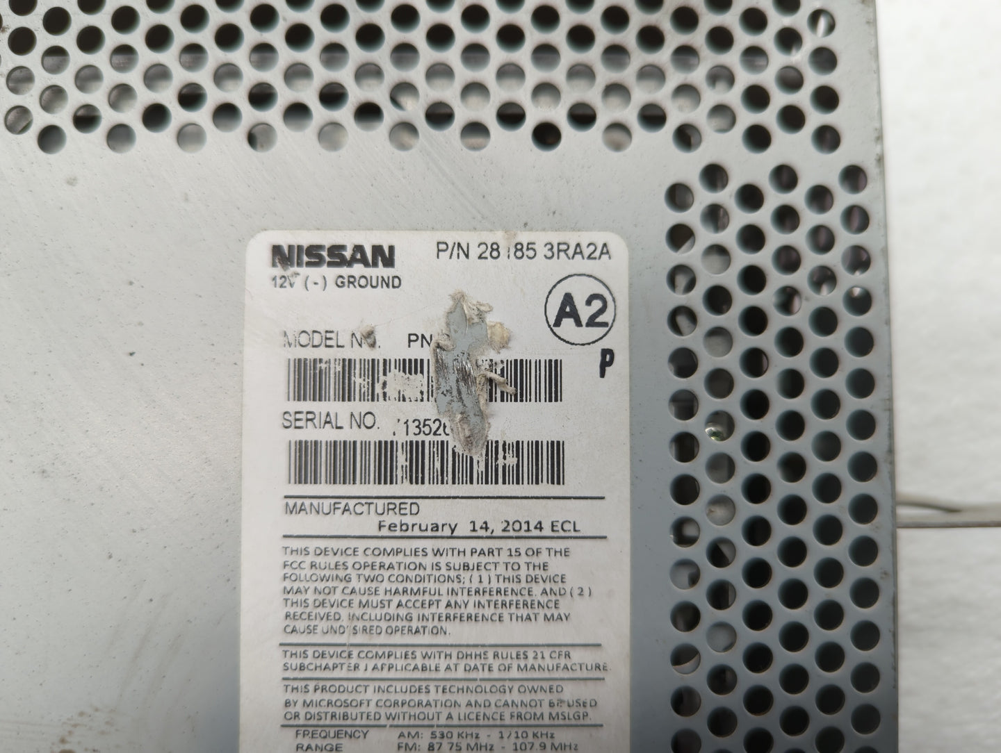 2013-2014 Nissan Sentra Radio AM FM Cd Player Receiver Replacement P/N:28185-3RA2A 28185-3RA2B, 28185 3RA2D Fits Fits 2013 2