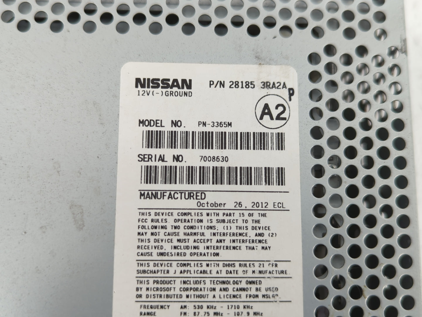 2013-2014 Nissan Sentra Am Fm Cd Player Radio Receiver - Oemusedautoparts1.com