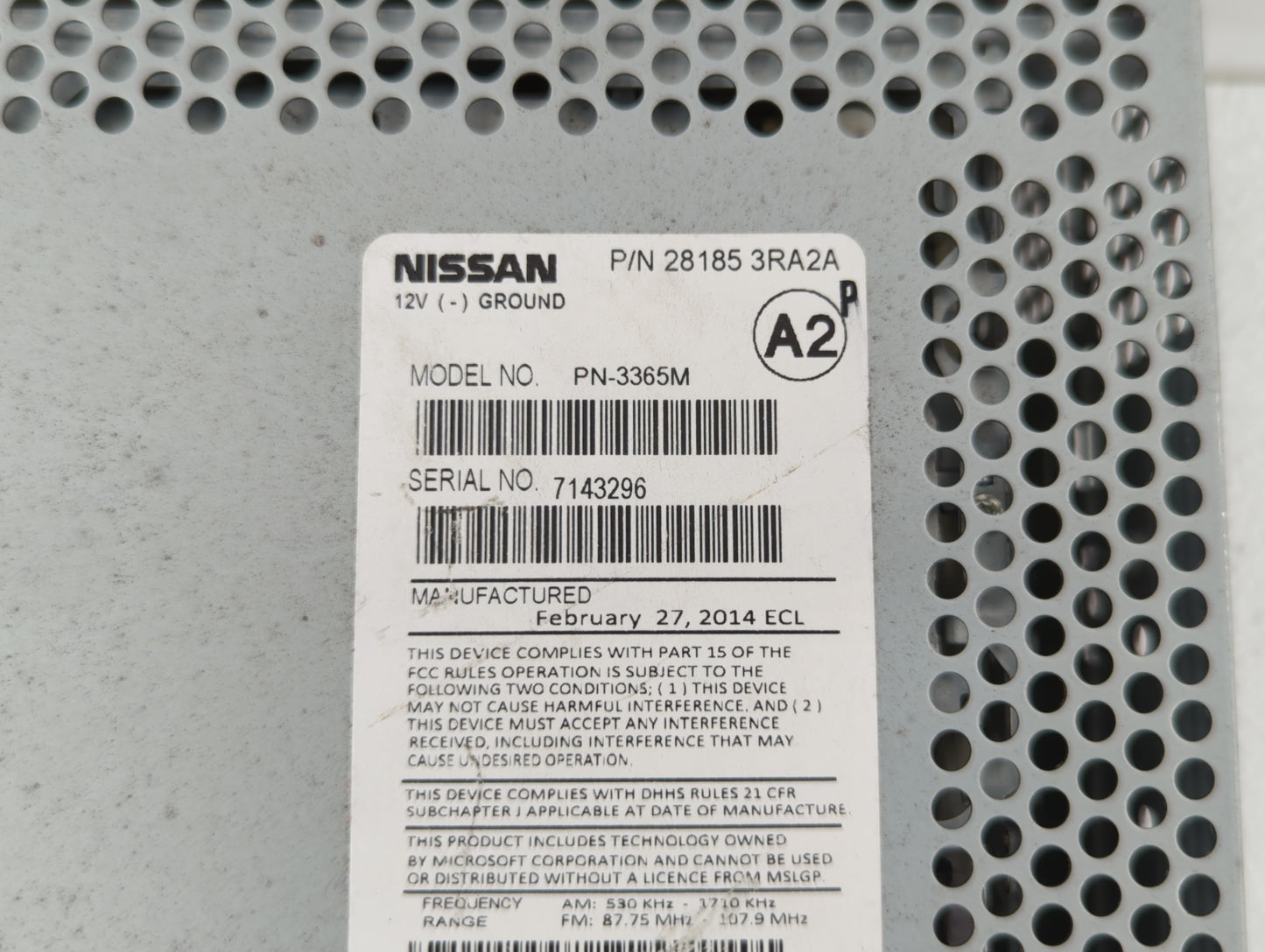 2013-2014 Nissan Sentra Radio AM FM Cd Player Receiver Replacement P/N:281853RA2A 3365M, 28185-3RA2A Fits Fits 2013 2014 OEM