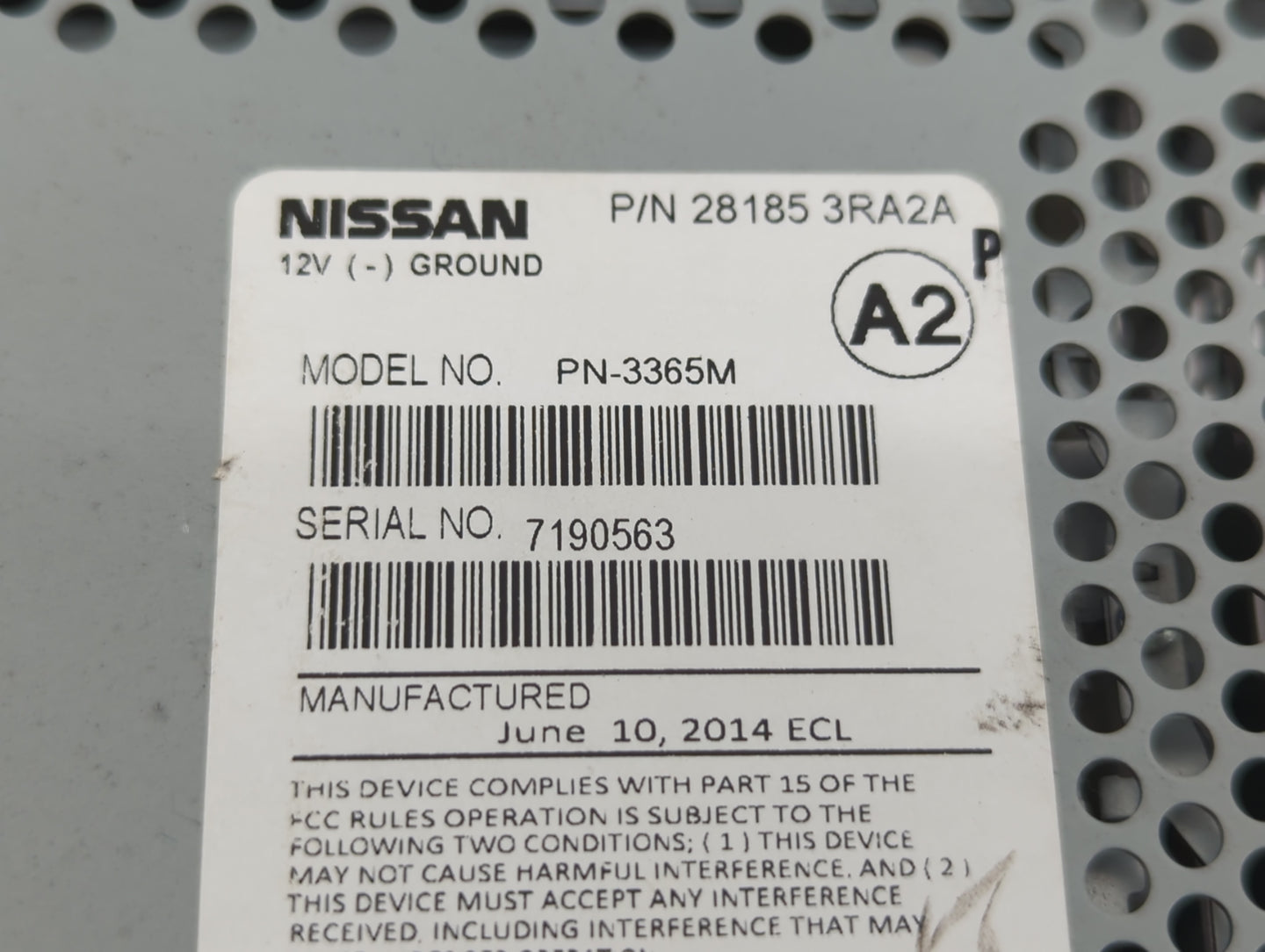 2013-2014 Nissan Sentra Radio AM FM Cd Player Receiver Replacement P/N:281853RA2A Fits Fits 2013 2014 OEM Used Auto Parts - 