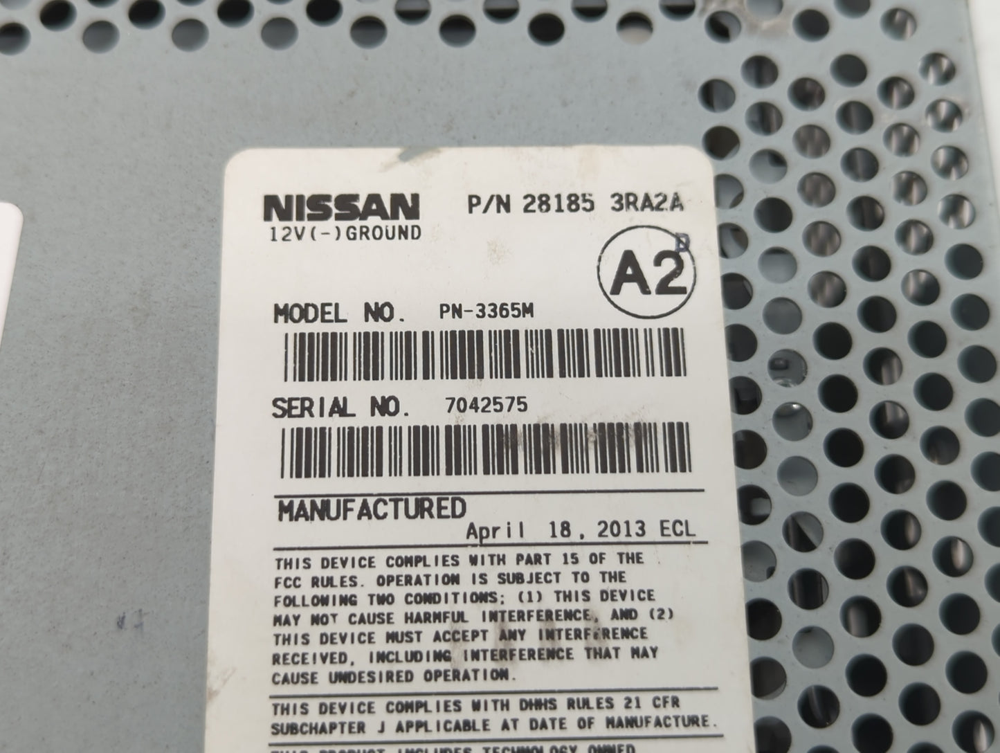 2013-2014 Nissan Sentra Radio AM FM Cd Player Receiver Replacement P/N:281853RA2A Fits Fits 2013 2014 OEM Used Auto Parts - 