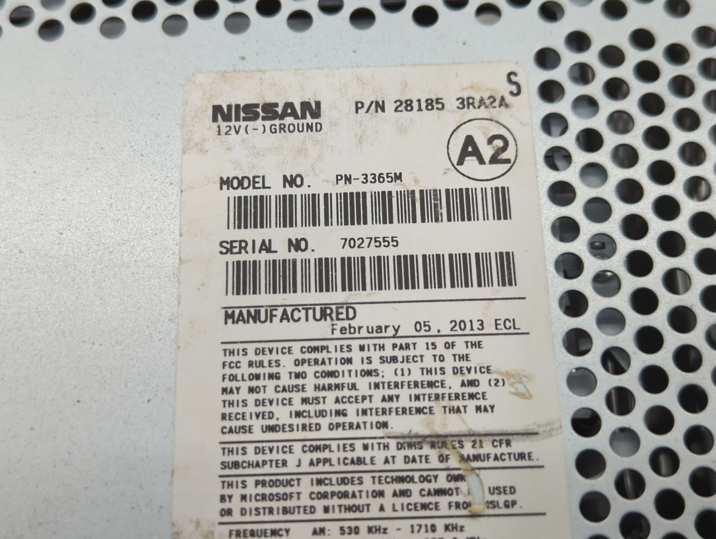 2013-2014 Nissan Sentra Radio AM FM Cd Player Receiver Replacement P/N:28185 3RA2A Fits Fits 2013 2014 OEM Used Auto Parts -