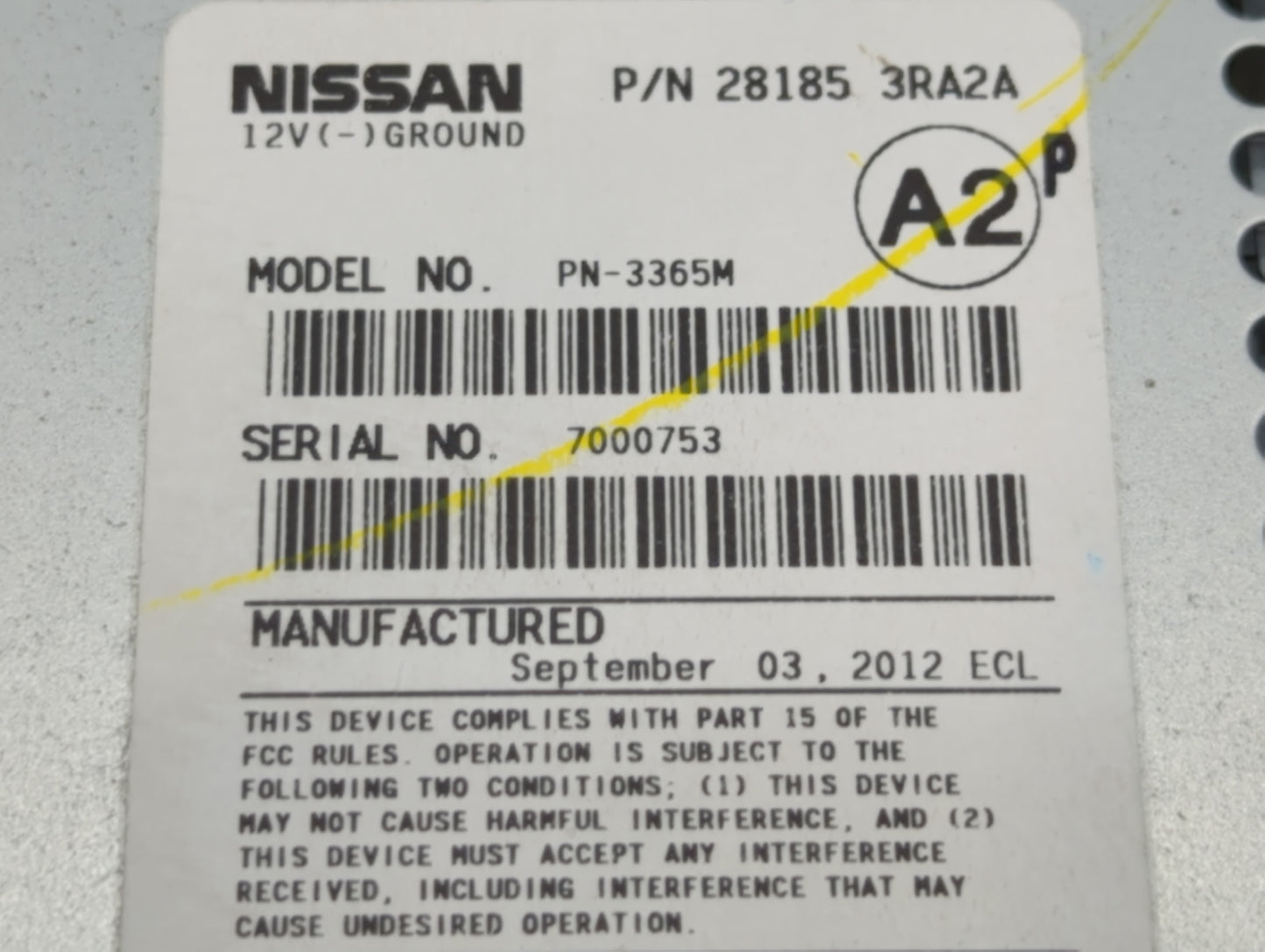 2013-2014 Nissan Sentra Radio AM FM Cd Player Receiver Replacement P/N:28185 3RA2A Fits Fits 2013 2014 OEM Used Auto Parts -