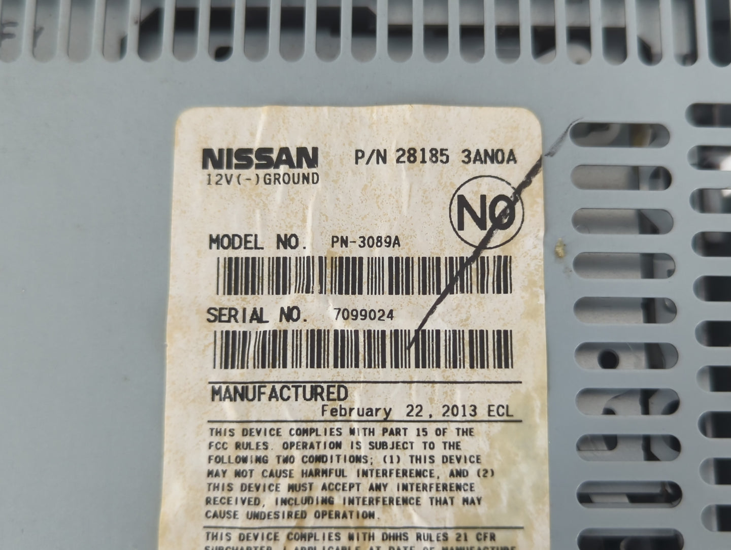 2012-2014 Nissan Versa Radio AM FM Cd Player Receiver Replacement P/N:28185 3AN0A Fits Fits 2012 2013 2014 OEM Used Auto Par