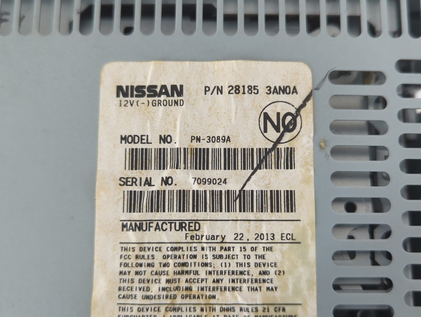 2012-2014 Nissan Versa Radio AM FM Cd Player Receiver Replacement P/N:28185 3AN0A Fits Fits 2012 2013 2014 OEM Used Auto Par