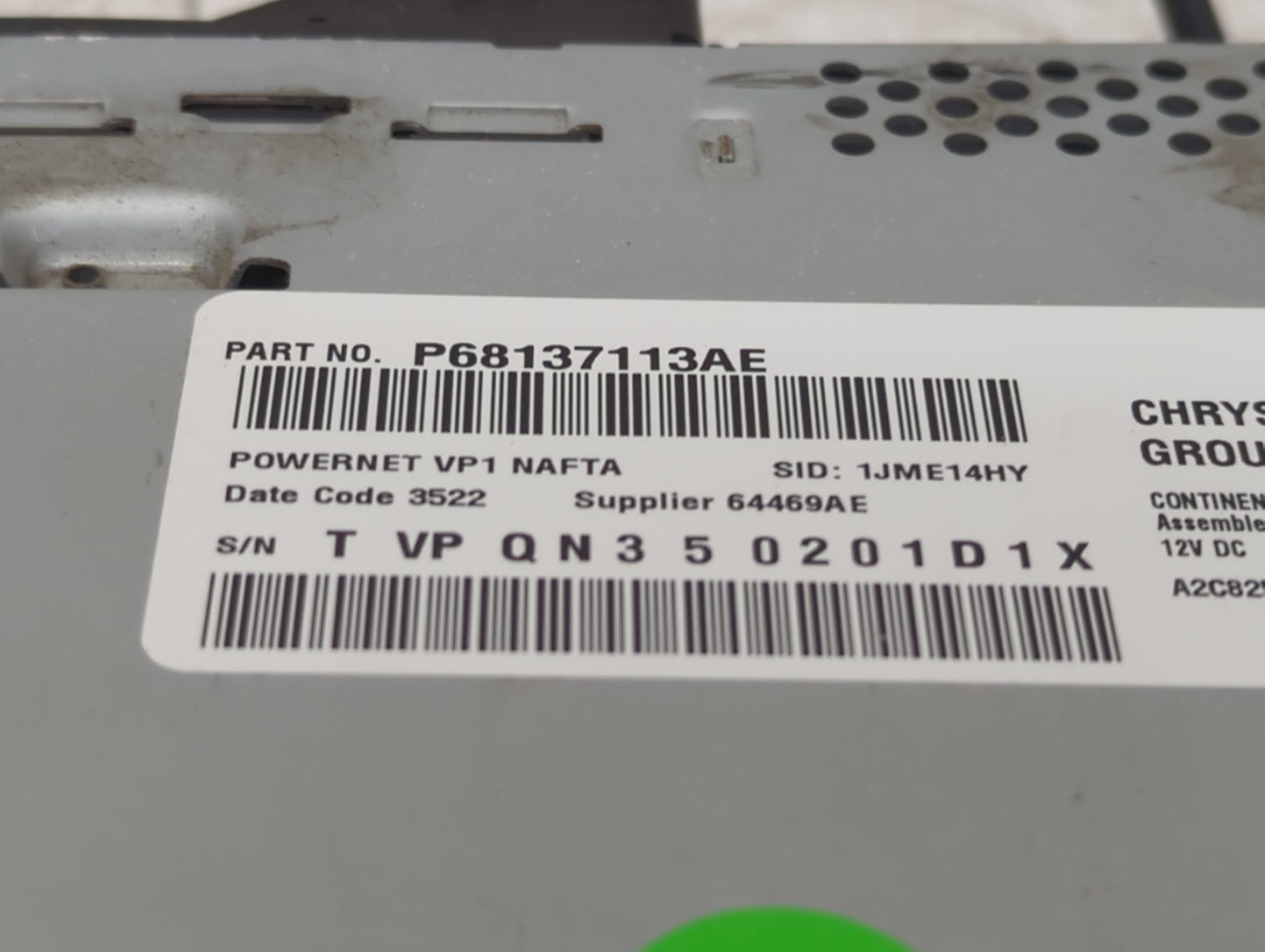 2013 Ram 1500 Radio AM FM Cd Player Receiver Replacement P/N:P68137113AE Fits OEM Used Auto Parts - Oemusedautoparts1.com