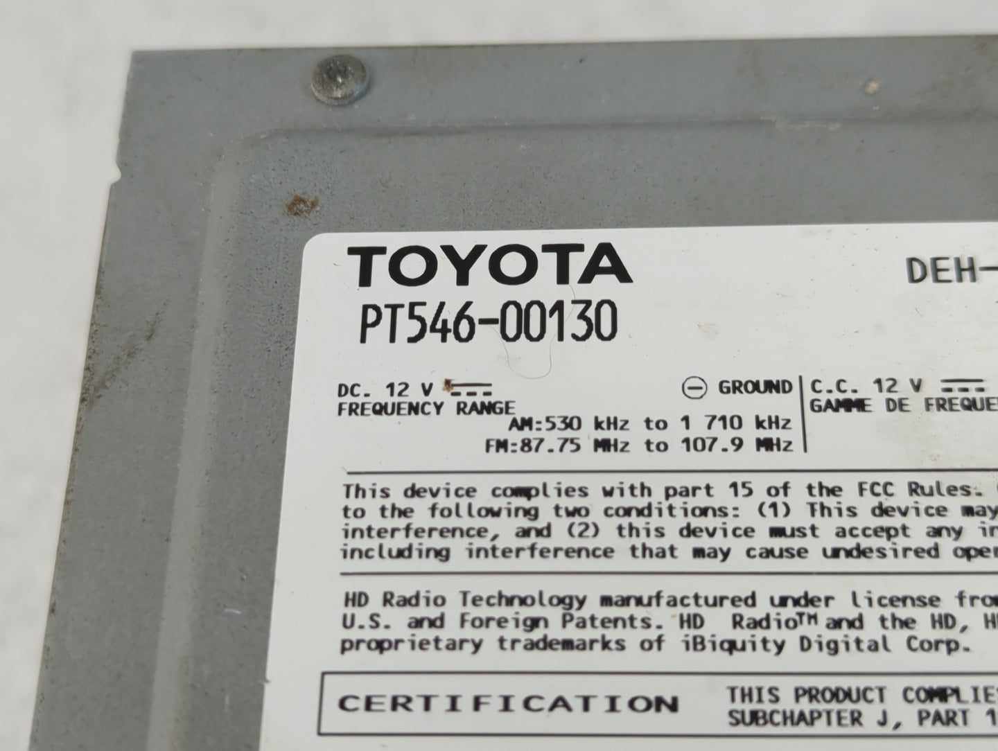 2013-2015 Scion Fr-S Radio AM FM Cd Player Receiver Replacement P/N:PT546-00130 Fits Fits 2012 2013 2014 2015 2016 OEM Used 